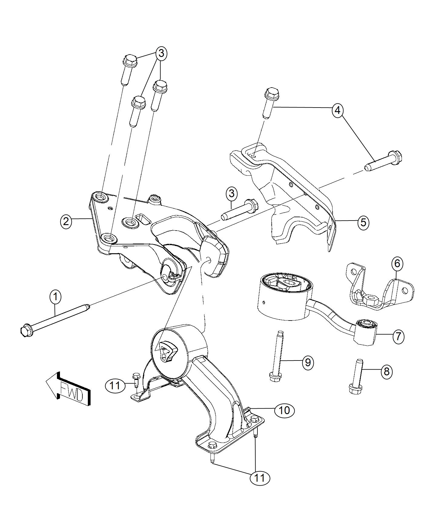 Diagram Engine Mounting Rear 2.8L Diesel [2.8L I4 Turbo Diesel Engine]. for your 2004 Dodge Grand Caravan   