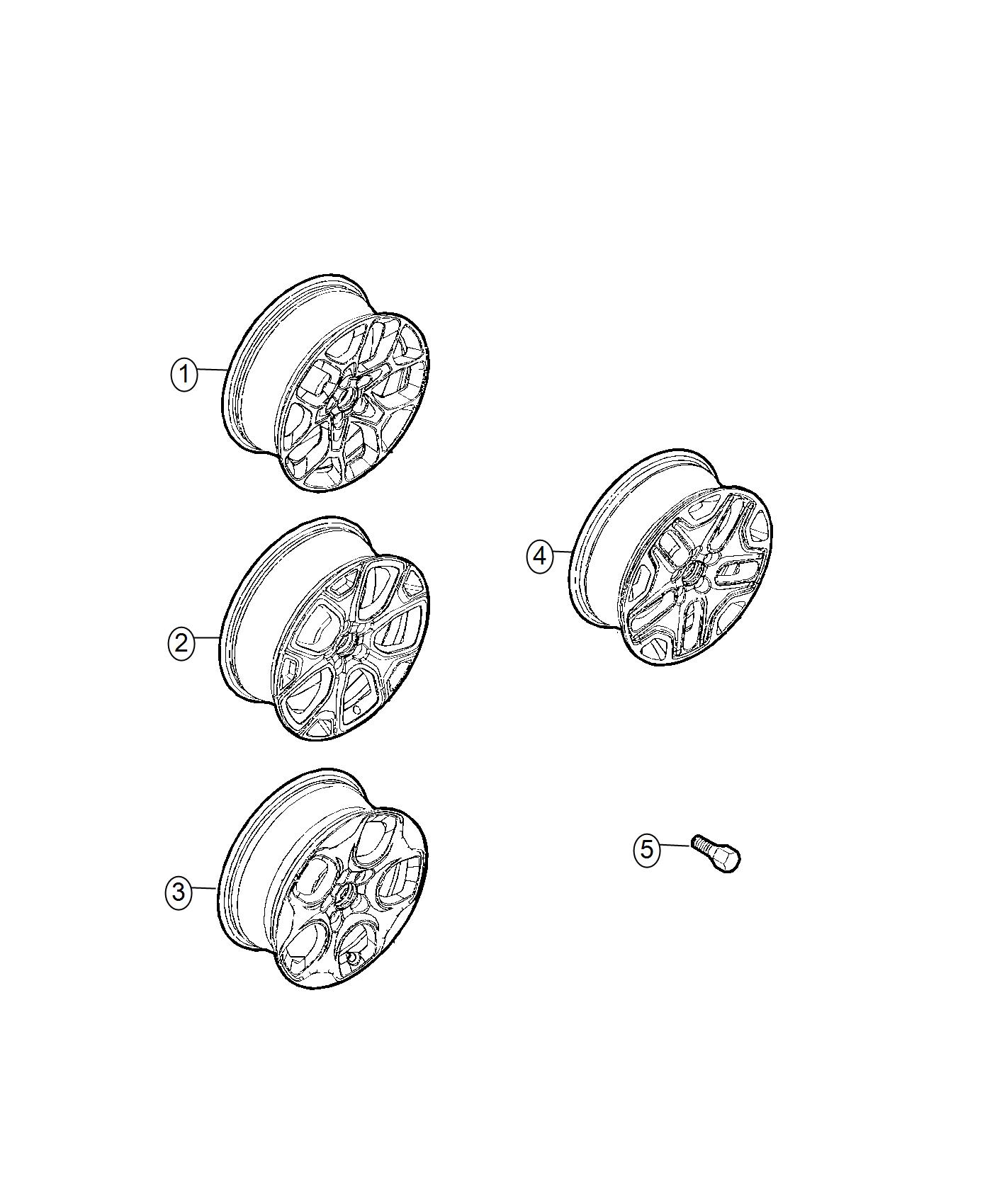 Diagram Wheels and Hardware. for your 2022 Jeep Renegade   