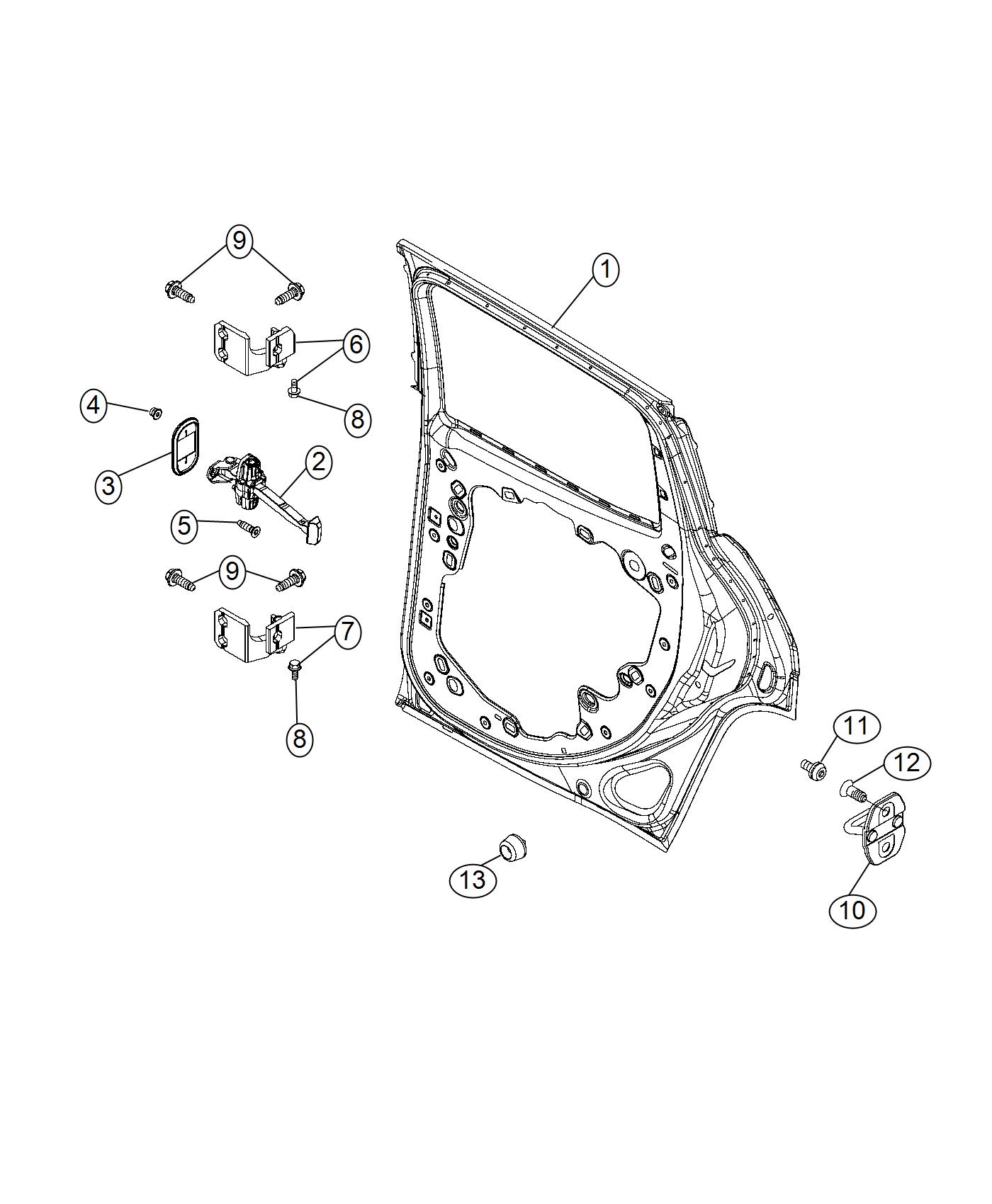 Diagram Rear Door, Shell and Hinges. for your 2001 Chrysler 300  M 