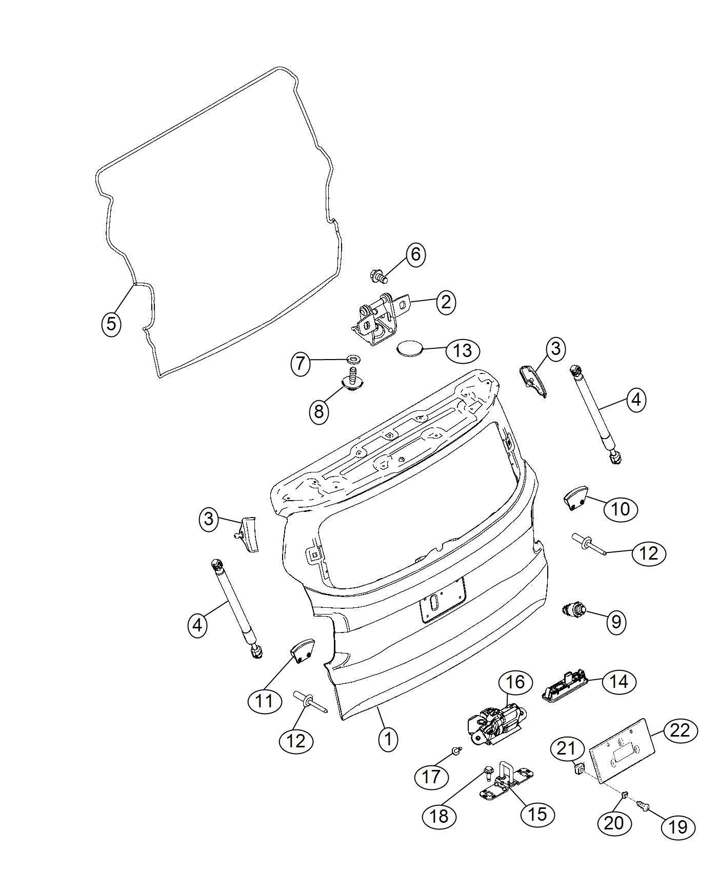 Diagram Liftgate. for your 2000 Chrysler 300  M 