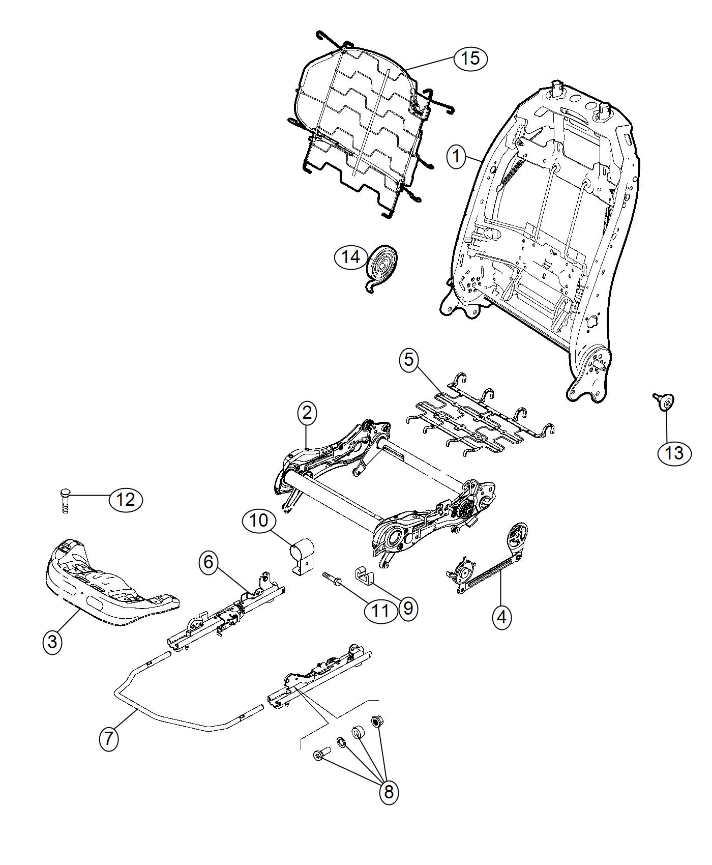 Diagram Adjuster, Recliner And Shields - Driver Seat - Manual. for your Jeep