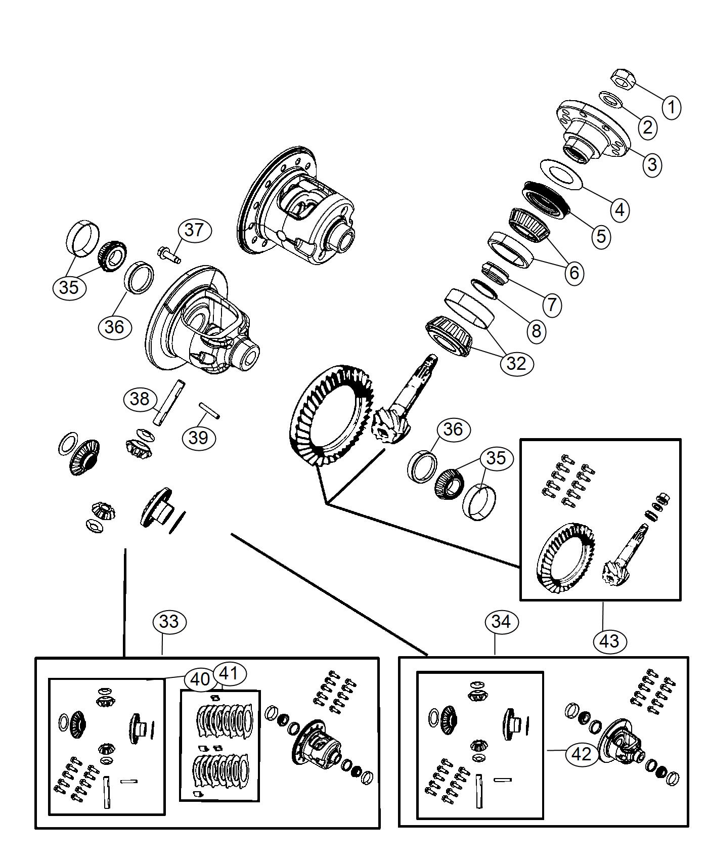 Diagram Differential Assembly, With [Anti-Spin Differential Rear Axle] or [Conventional Differential Rear Axle]. for your 2003 Chrysler 300  M 