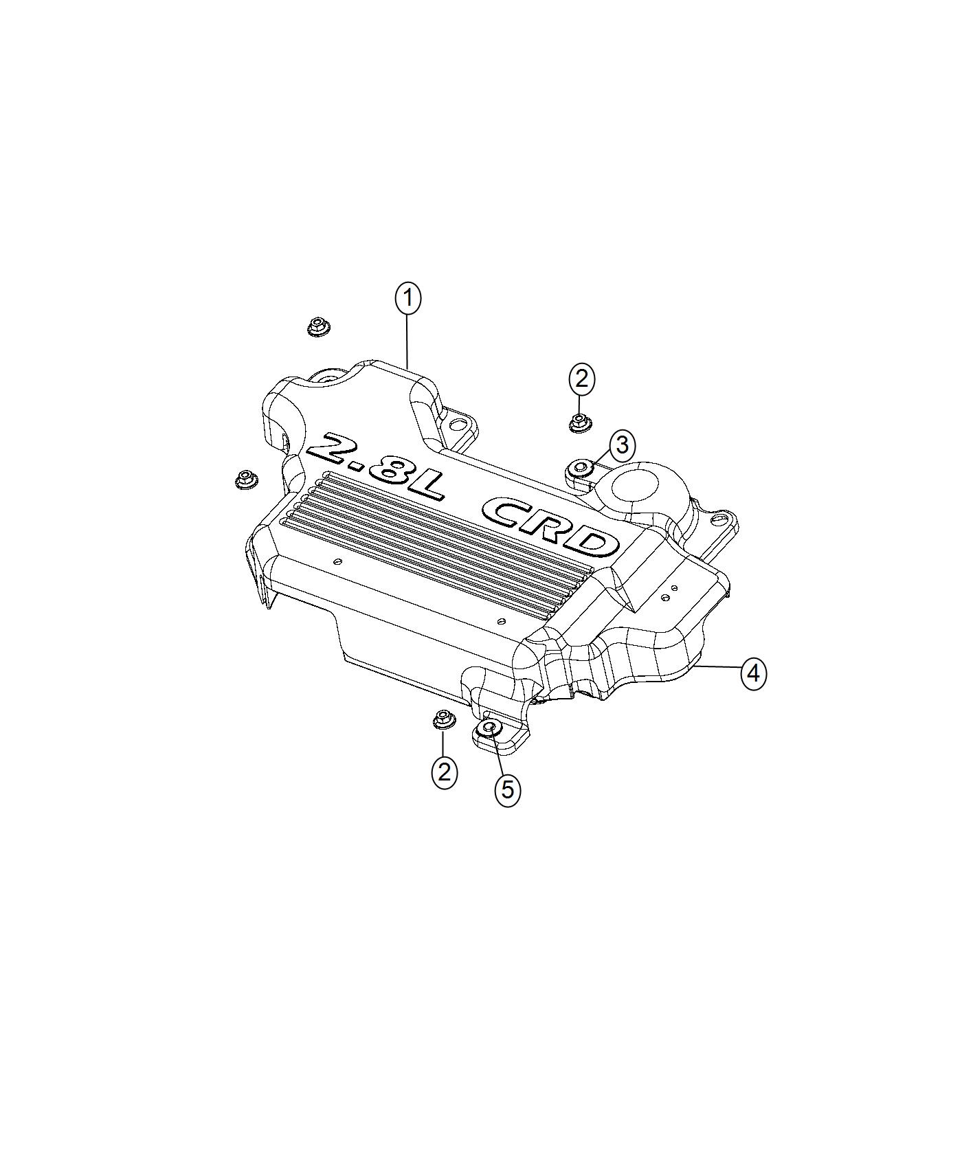 Diagram Engine Cover And Related Parts 2.8L Diesel [2.8L I4 Turbo Diesel Engine]. for your 2020 Dodge Charger   