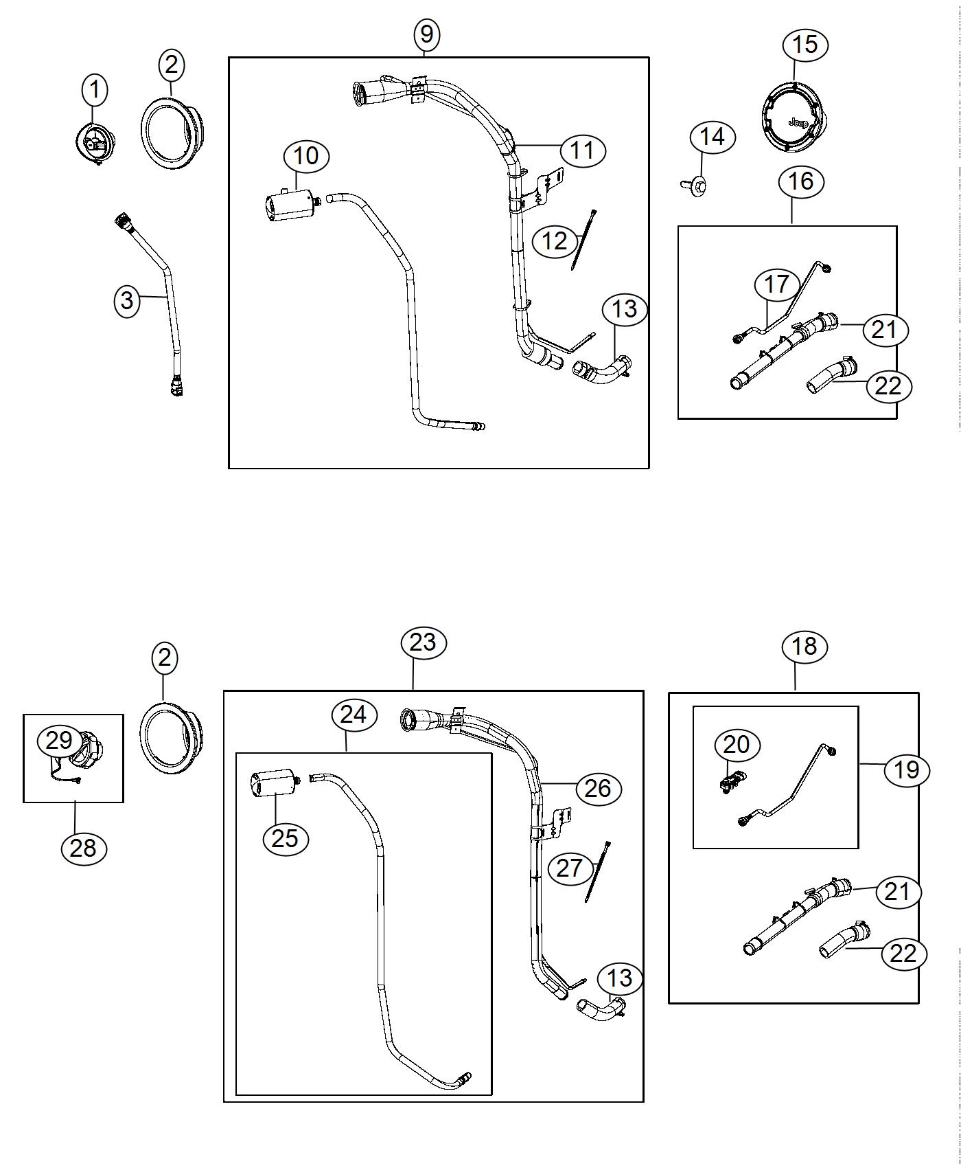 Diagram Fuel Tank Filler Tube. for your Jeep Wrangler  