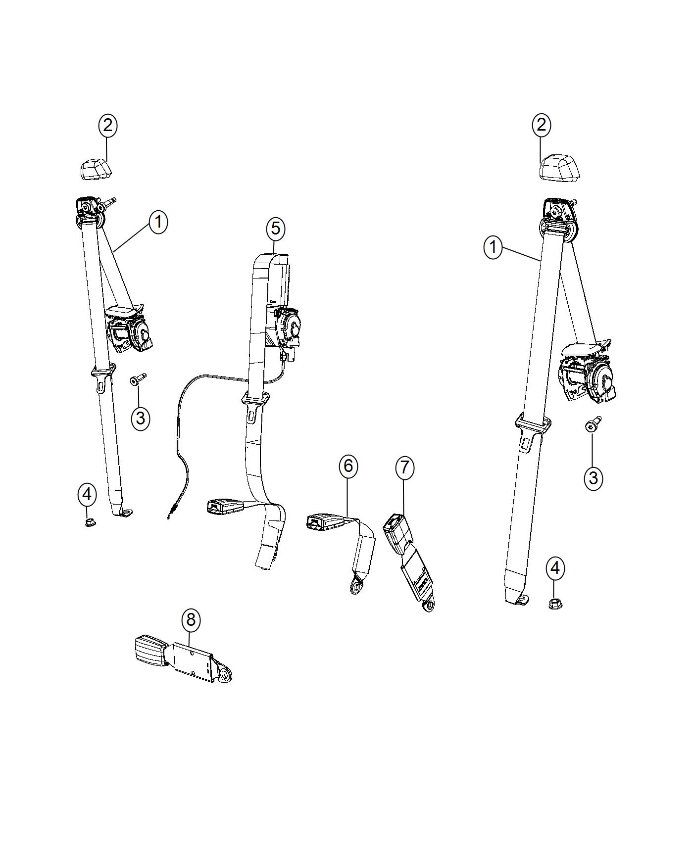 Diagram Rear Seat Belts - 4 Door. for your 2003 Chrysler 300  M 