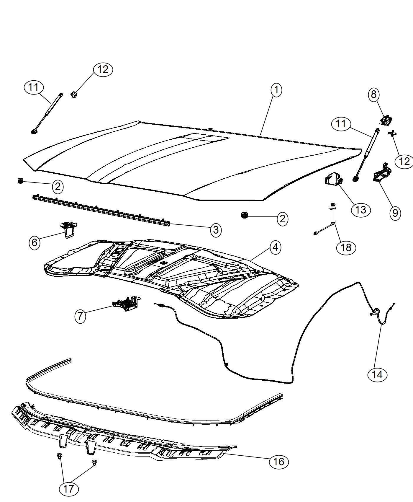 Diagram Hood and Related Parts. for your Chrysler