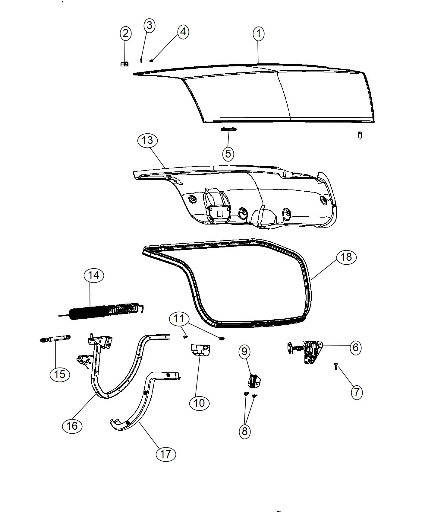 Deck Lid and Related Parts - Chrysler 300. Diagram