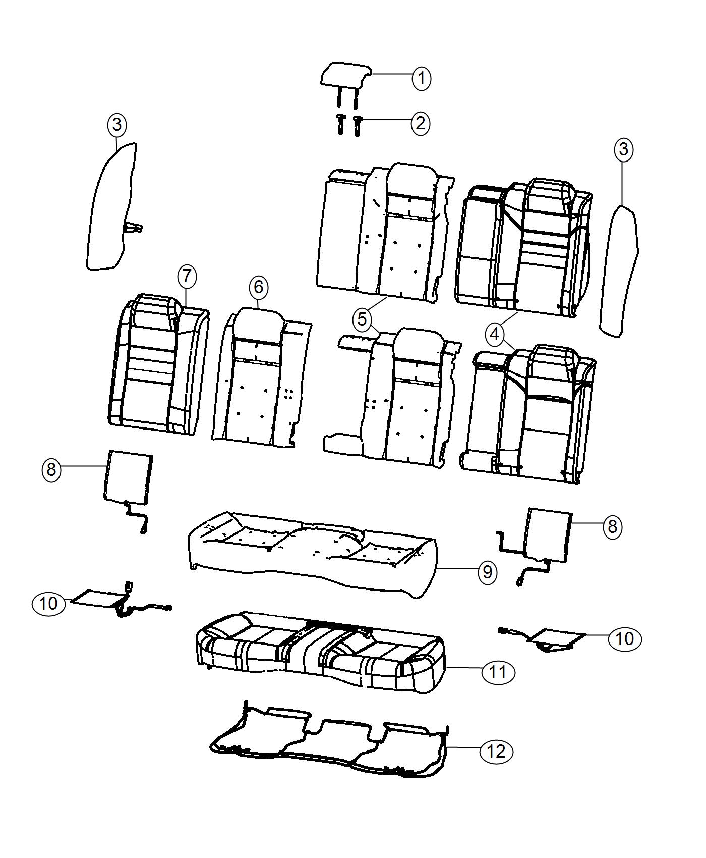 Diagram Rear Seat - Split Seat. for your Dodge