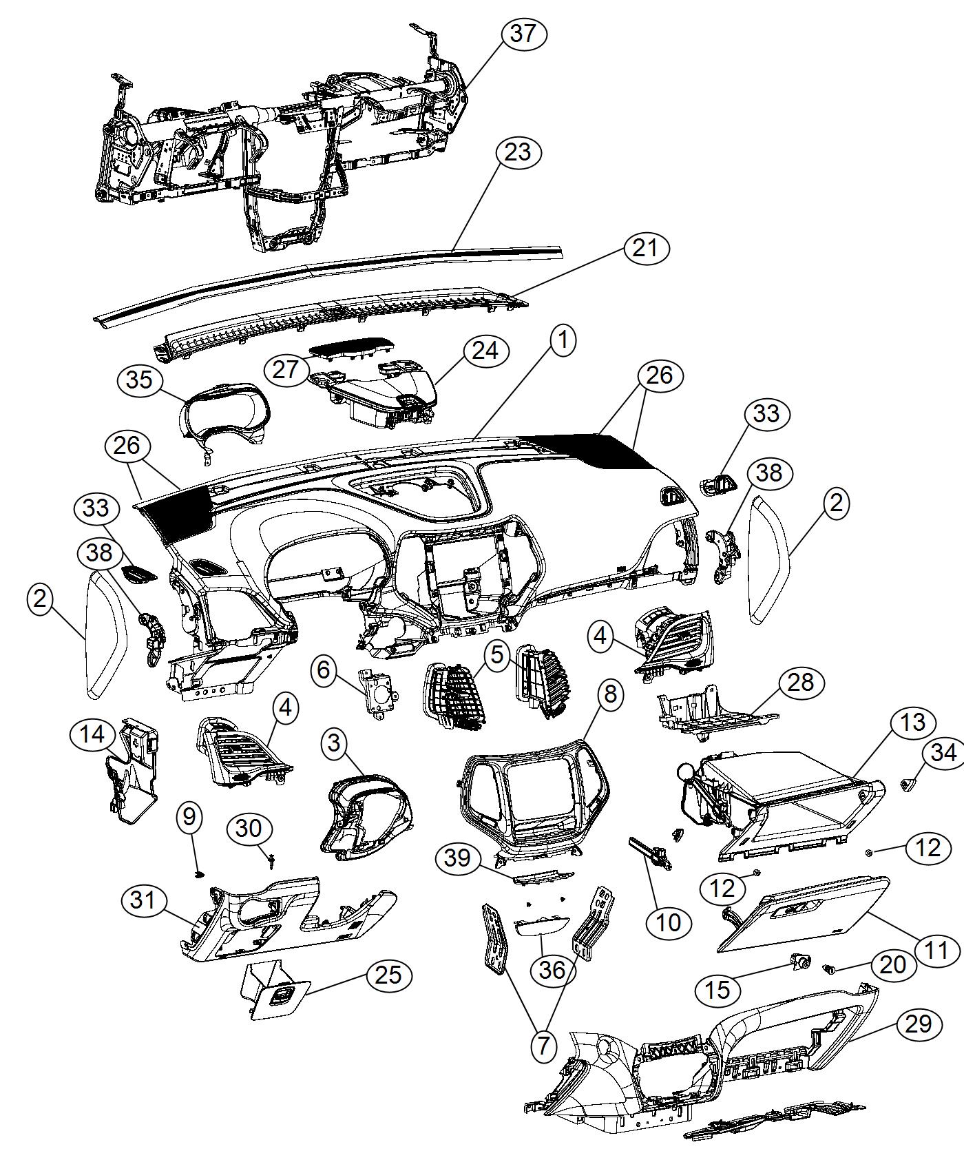 Diagram Instrument Panel. for your Jeep Cherokee  