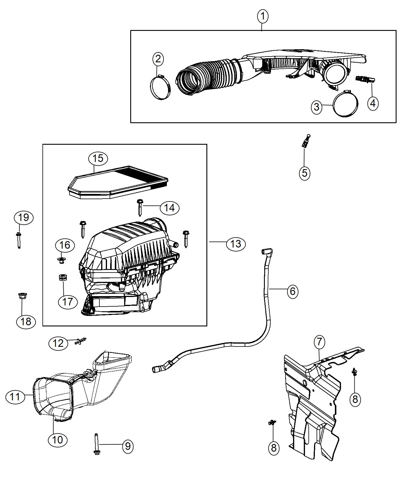 Diagram Air Cleaner, 3.6L [3.6L V6 24V VVT Engine]. for your 2009 Ram 1500   