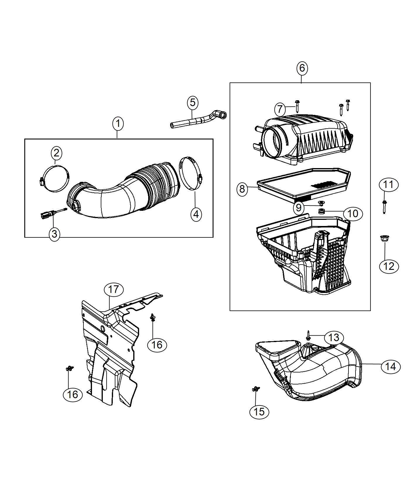 Diagram Air Cleaner, 5.7L [5.7L V8 HEMI MDS VVT Engine]. for your 2009 Ram 1500   