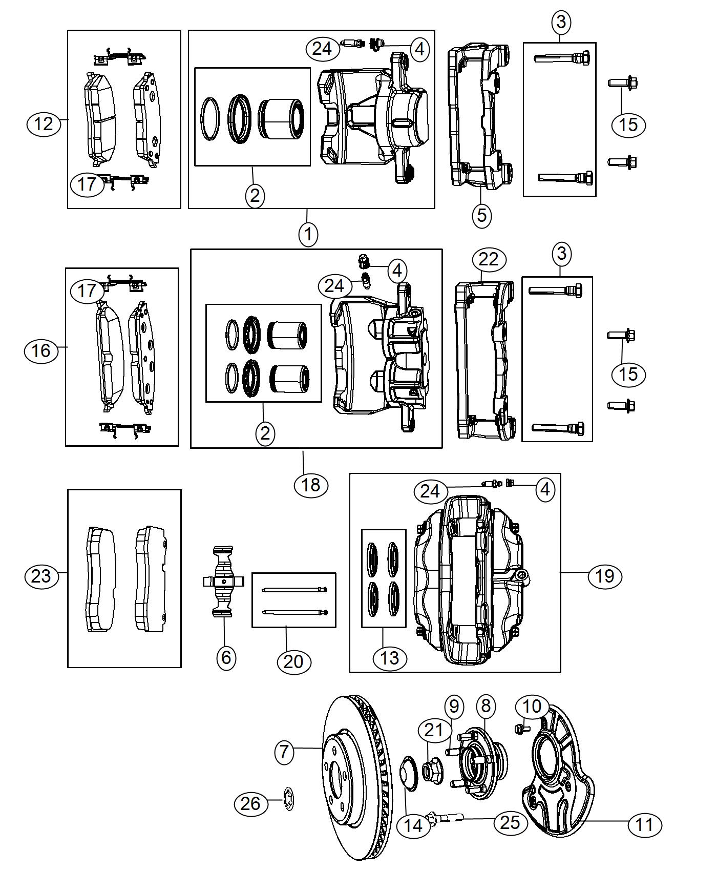 Diagram Brakes, Front [Anti-Lock 4-Wheel Disc Brakes]. for your Dodge