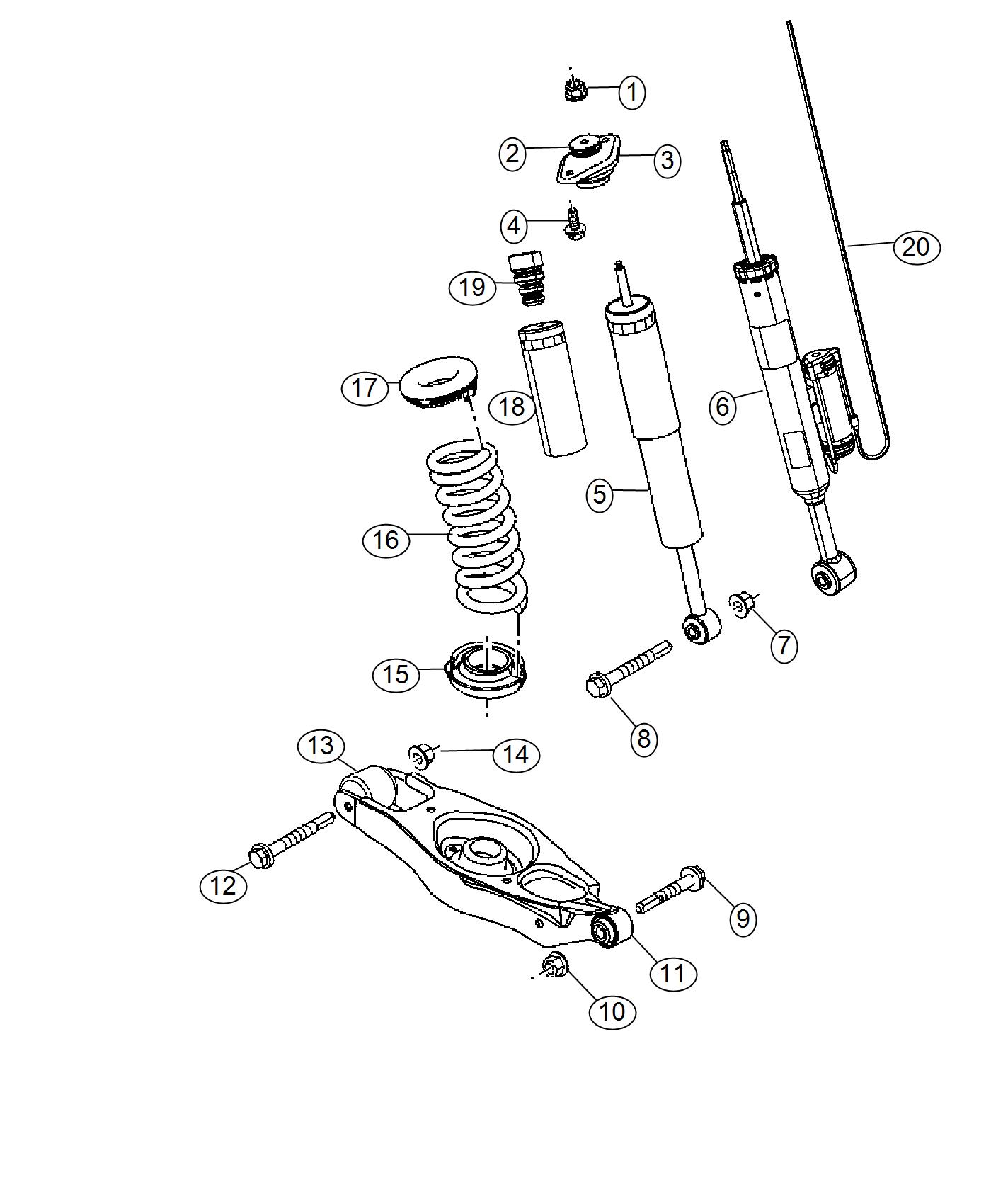 Diagram Rear Shocks, Spring Link. for your 2003 Chrysler 300  M 