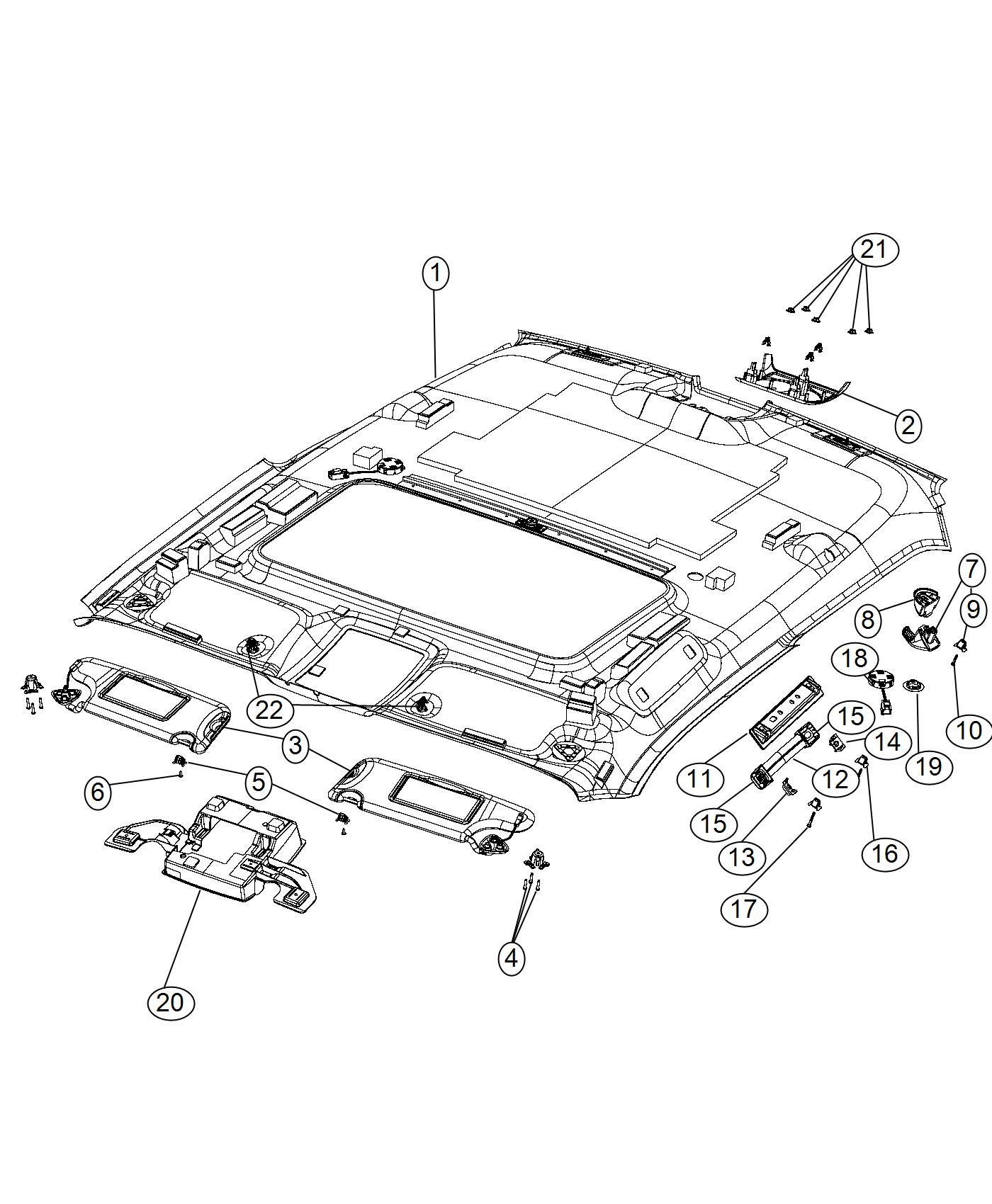 Diagram Headliners and Visors. for your Dodge Challenger  