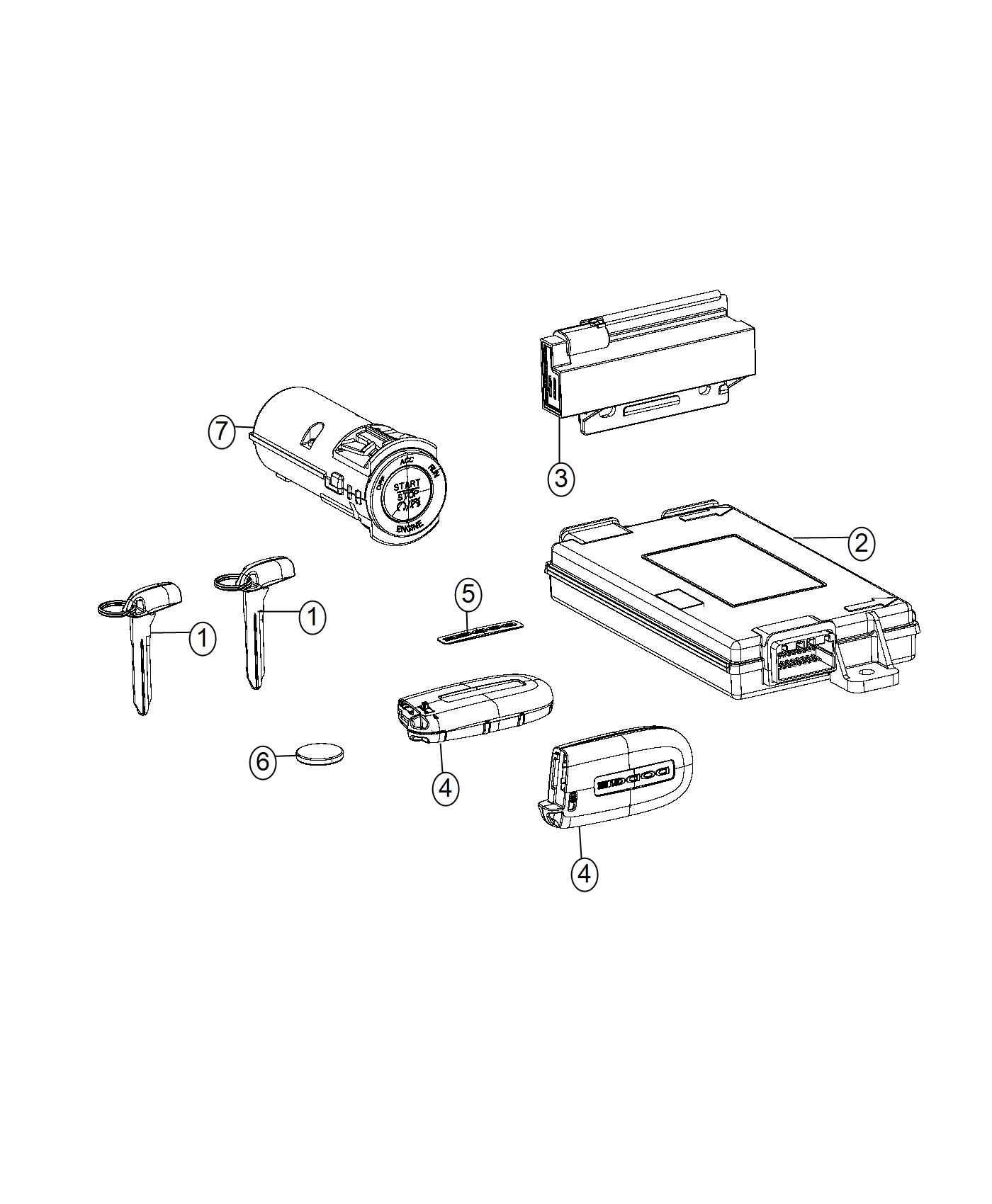 Diagram Modules, Receiver Keys and Key FOB. for your Dodge