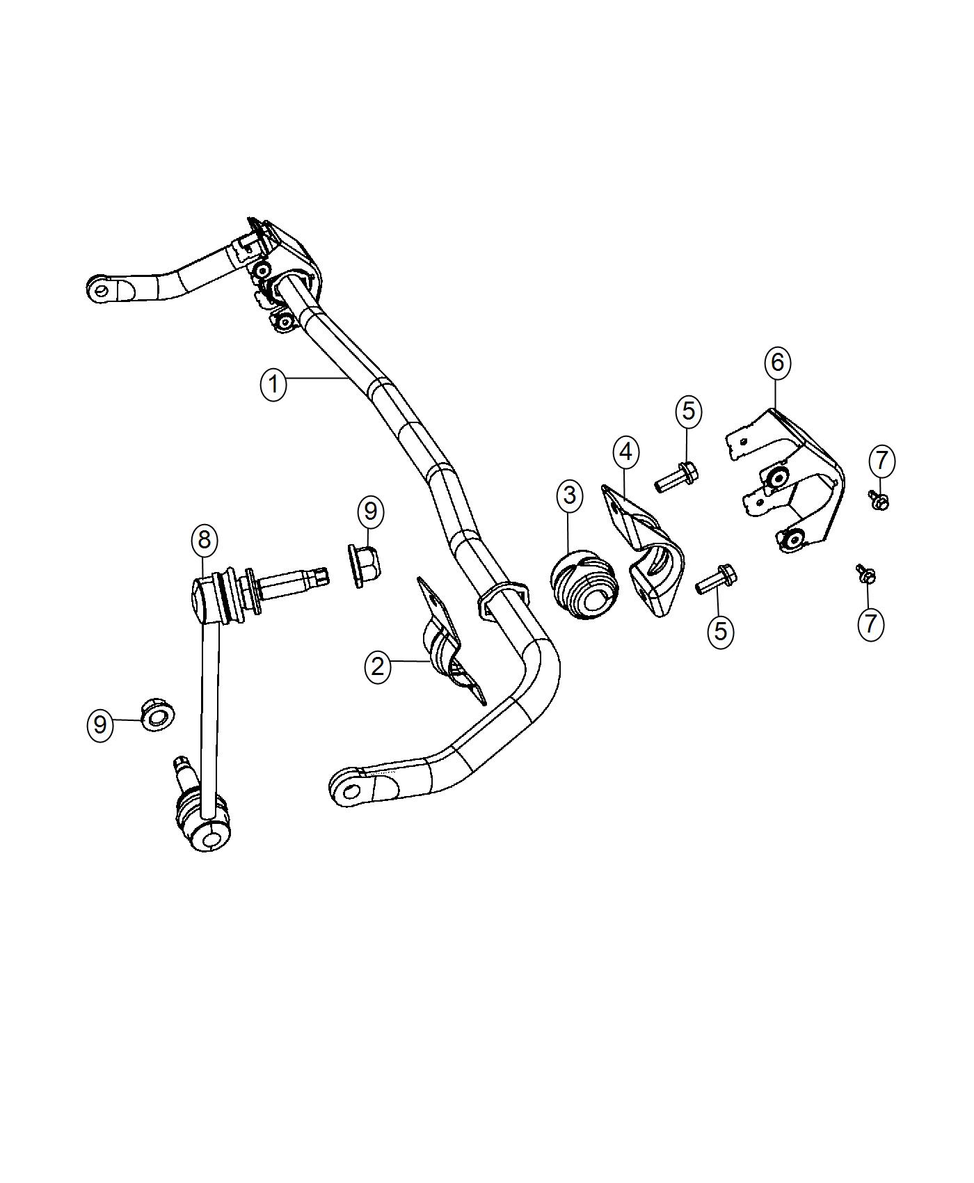 Diagram Stabilizer Bar, Front, RWD. for your 1999 Chrysler 300  M 