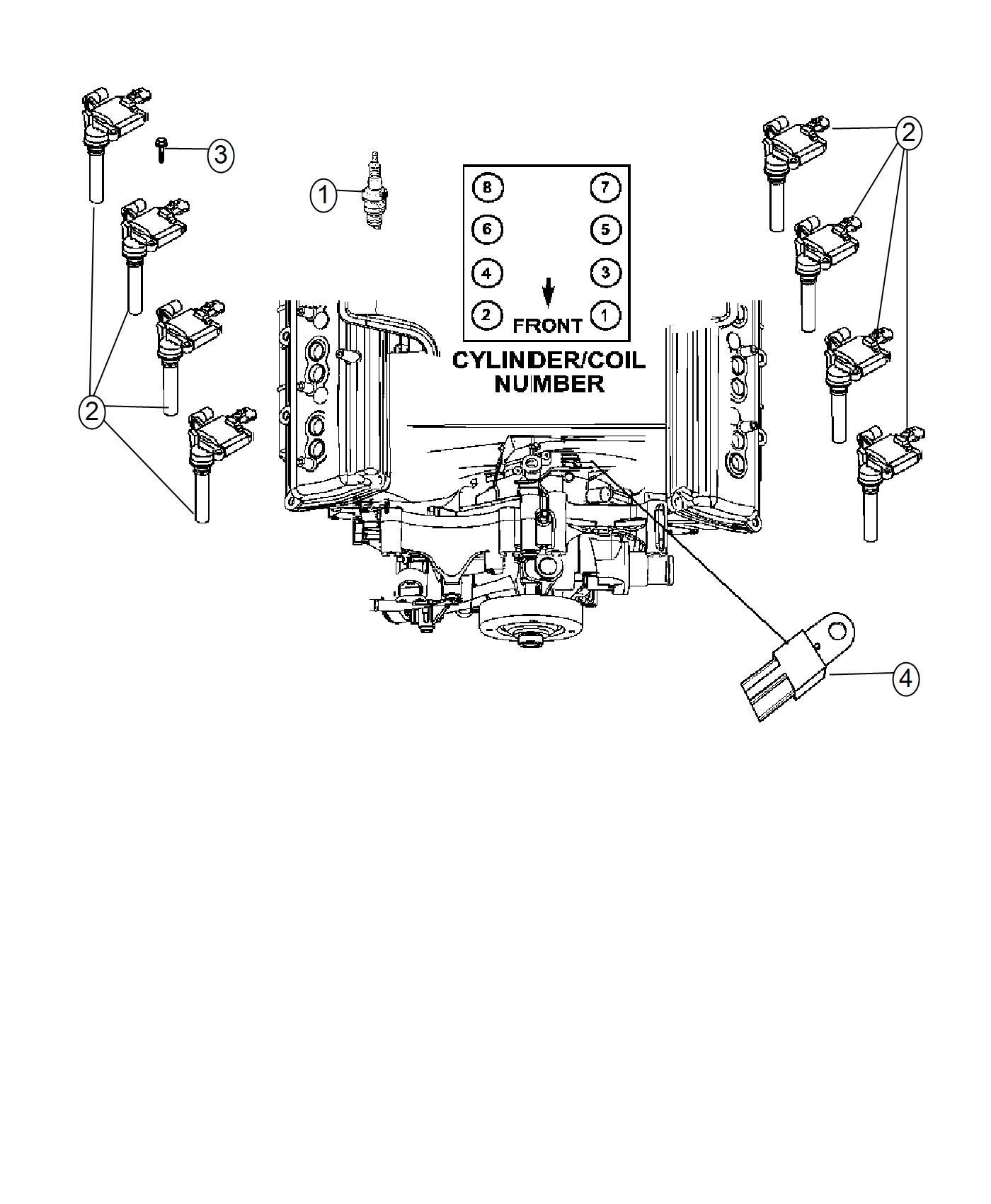 Diagram Spark Plugs and Ignition Coil. for your 2003 Chrysler 300 M  