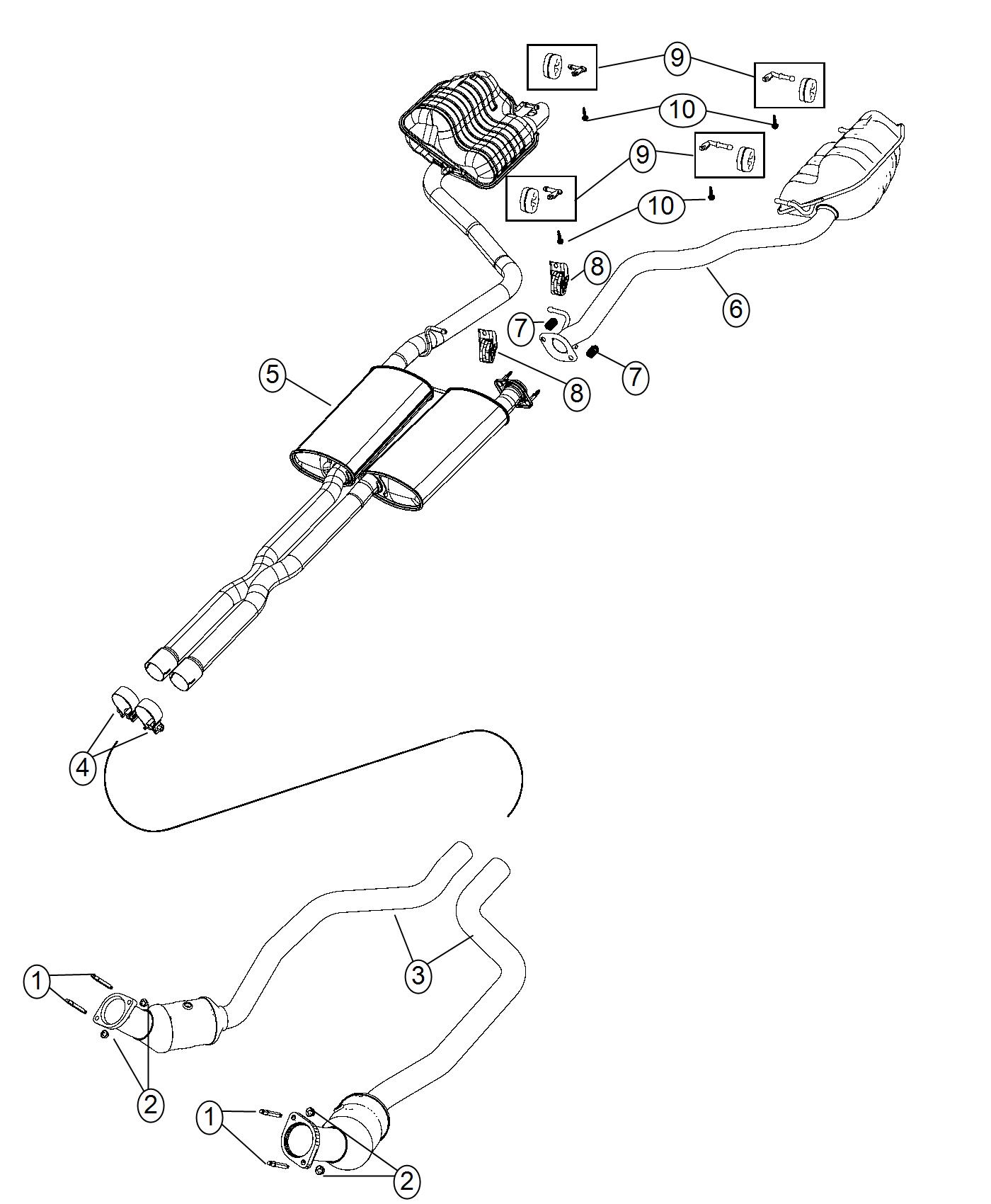 Diagram Exhaust System 5.7L [5.7L V8 HEMI MDS VVT Engine]. for your 2004 Chrysler 300  M 