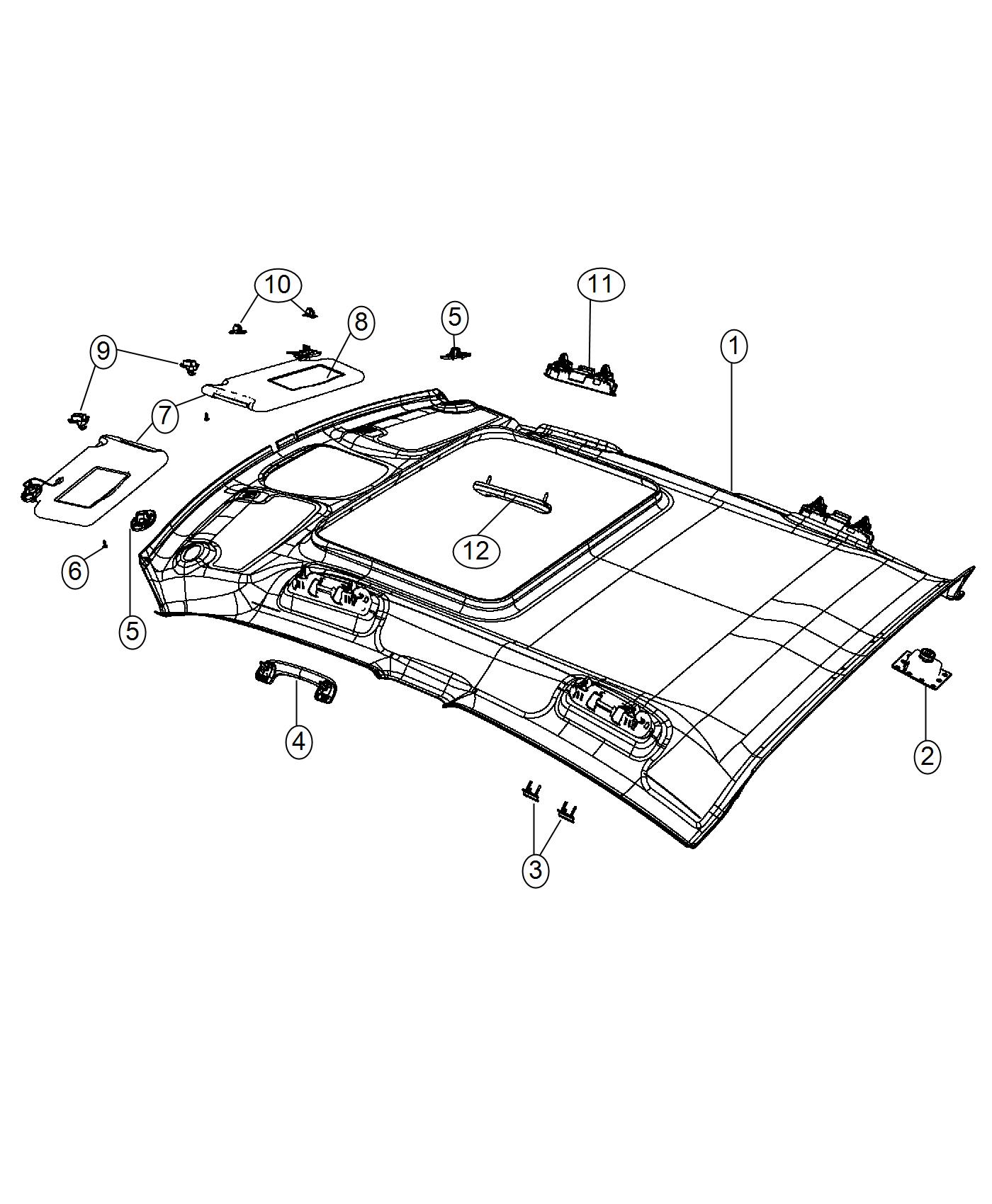 Diagram Headliners and Visors. for your Dodge Charger  