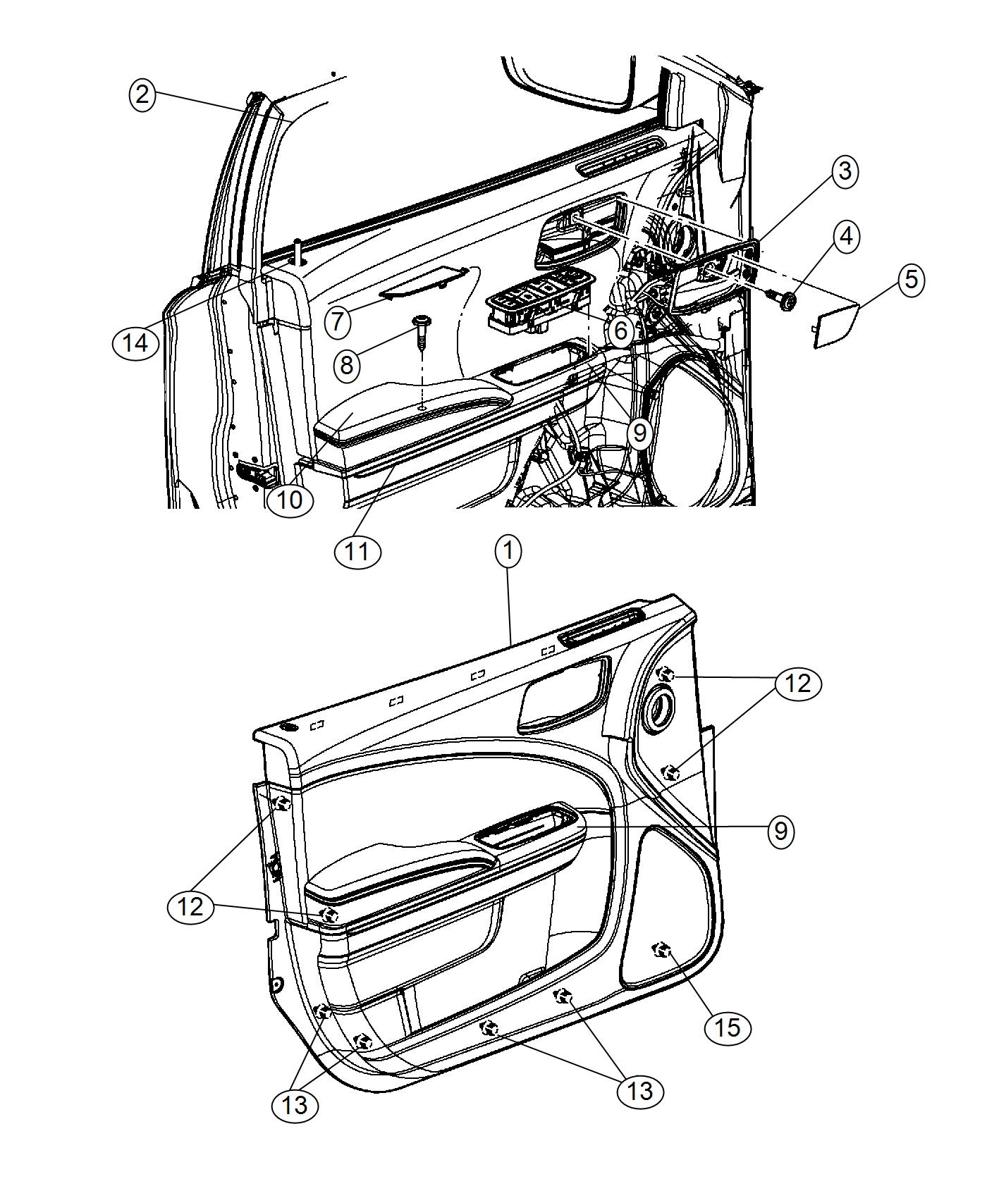 Diagram Front Door Trim Panels. for your Dodge Charger  