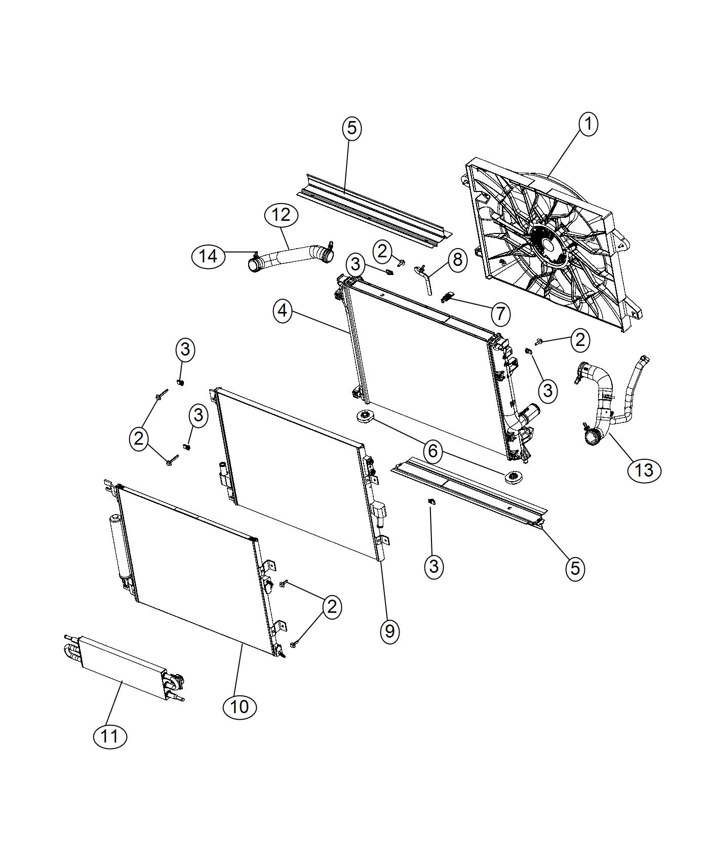 Diagram Radiator and Related Parts. for your Dodge Charger  