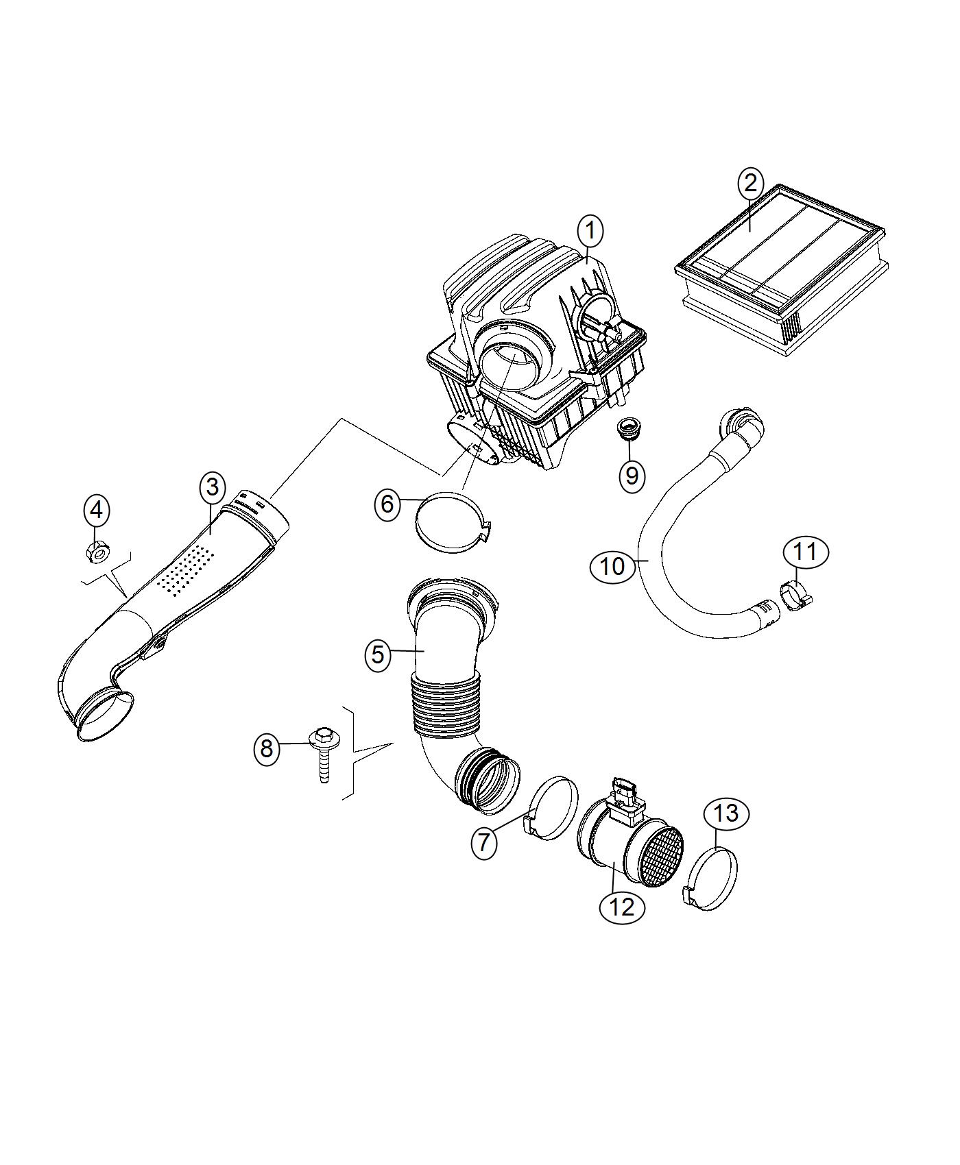 Diagram Air Cleaner, 2.0L Diesel [2.0L I4 Turbo Diesel Engine]. for your 1999 Chrysler 300  M 