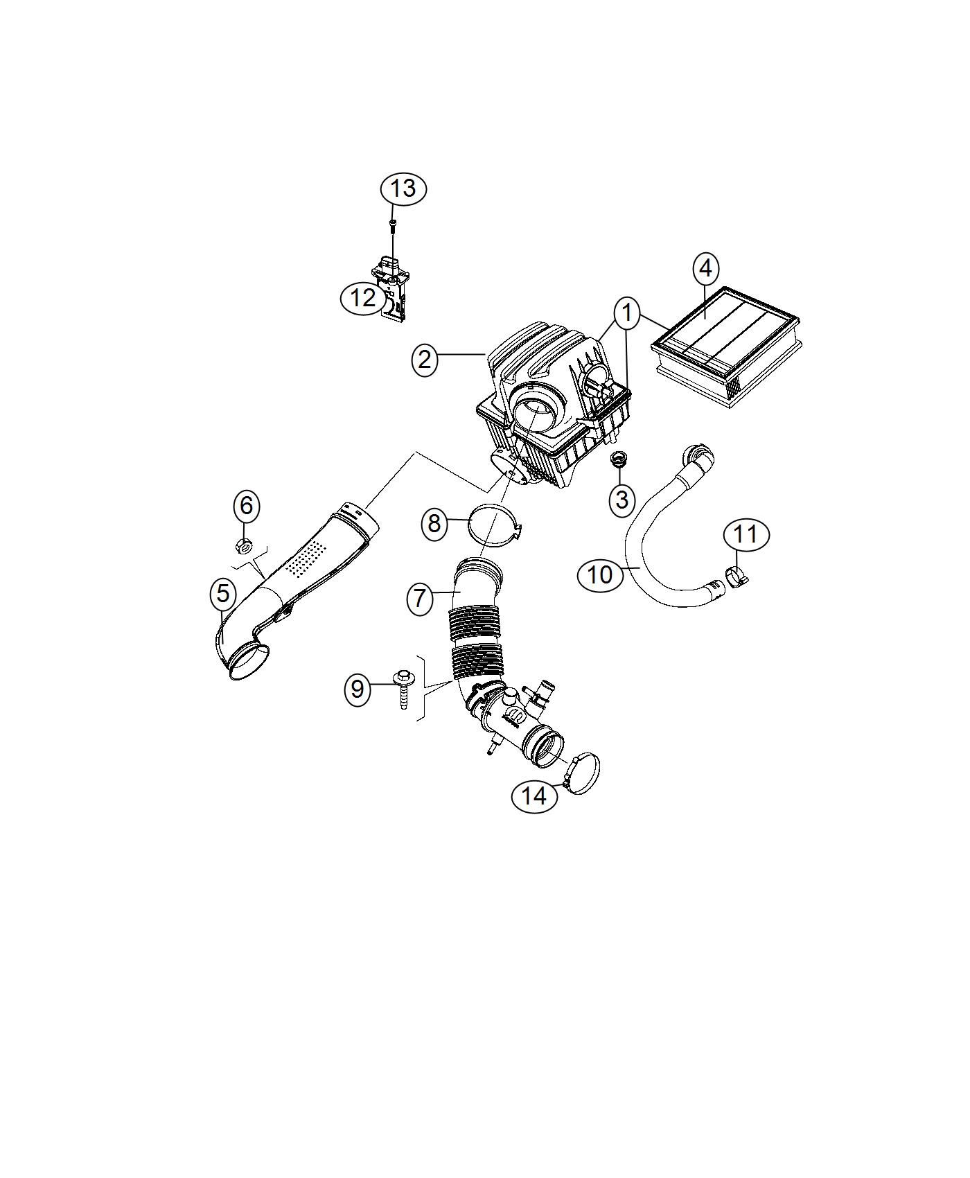 Diagram Air Cleaner, 2.4L [2.4L I4 MultiAir Engine]. for your Jeep