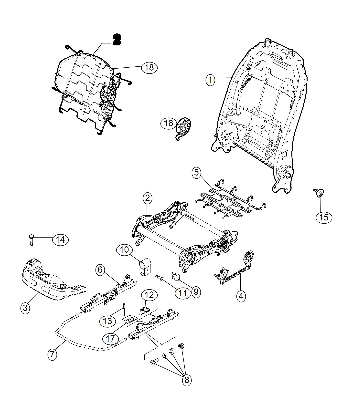 Diagram Adjuster, Recliner And Shields - Driver Seat - Manual. for your Jeep