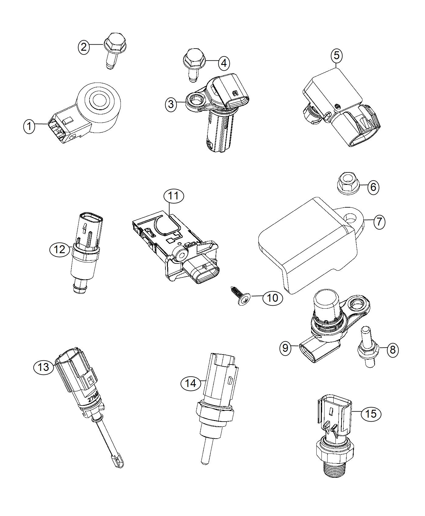 Diagram Sensors, Engine Compartment. for your Jeep