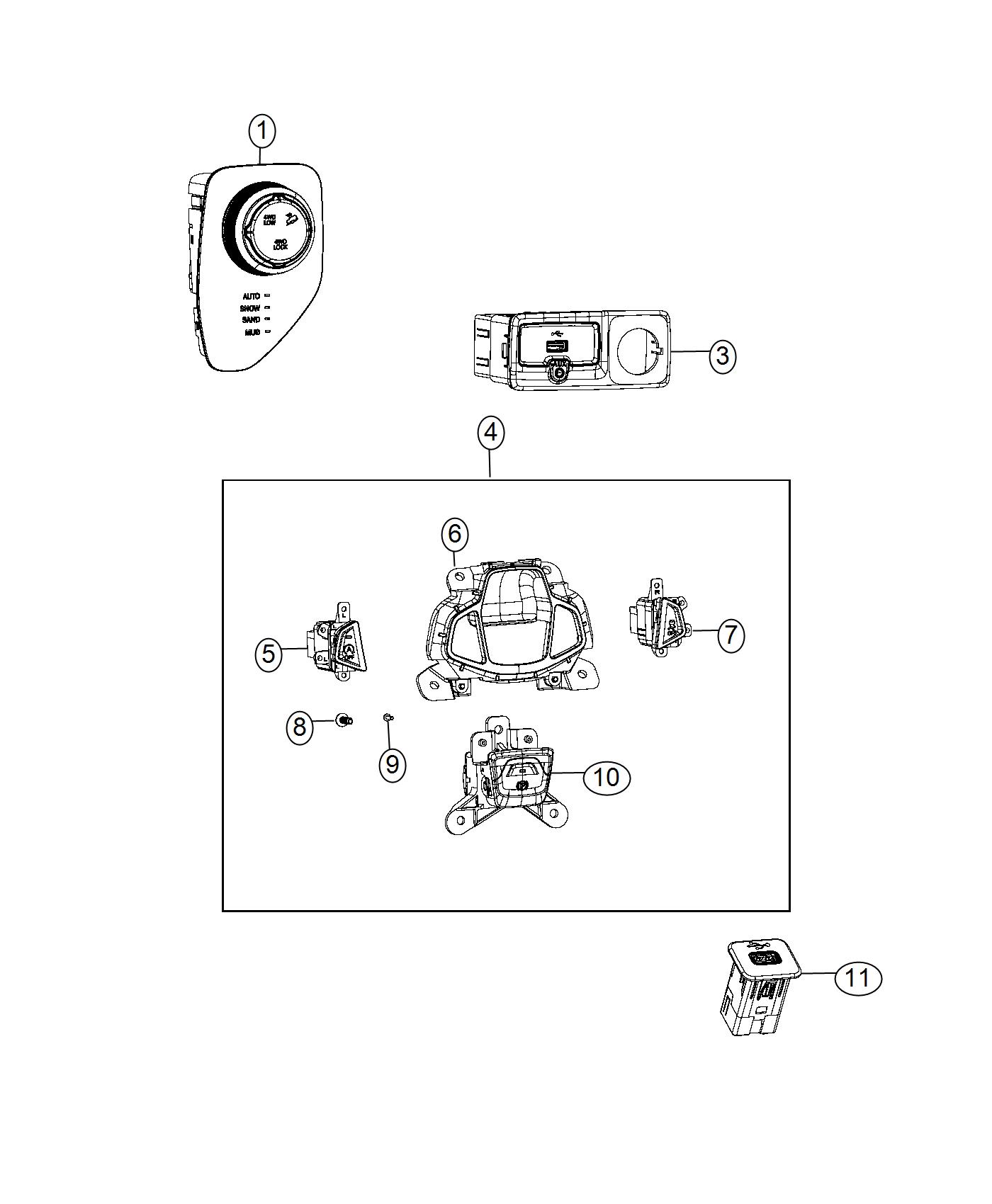 Diagram Switches, Console. for your 2012 Dodge Avenger   