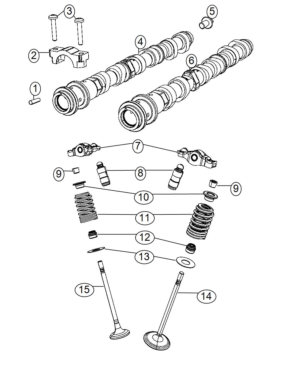 Diagram Camshafts And Valvetrain 3.6L [3.6L V6 24V VVT Engine]. for your Dodge Challenger  