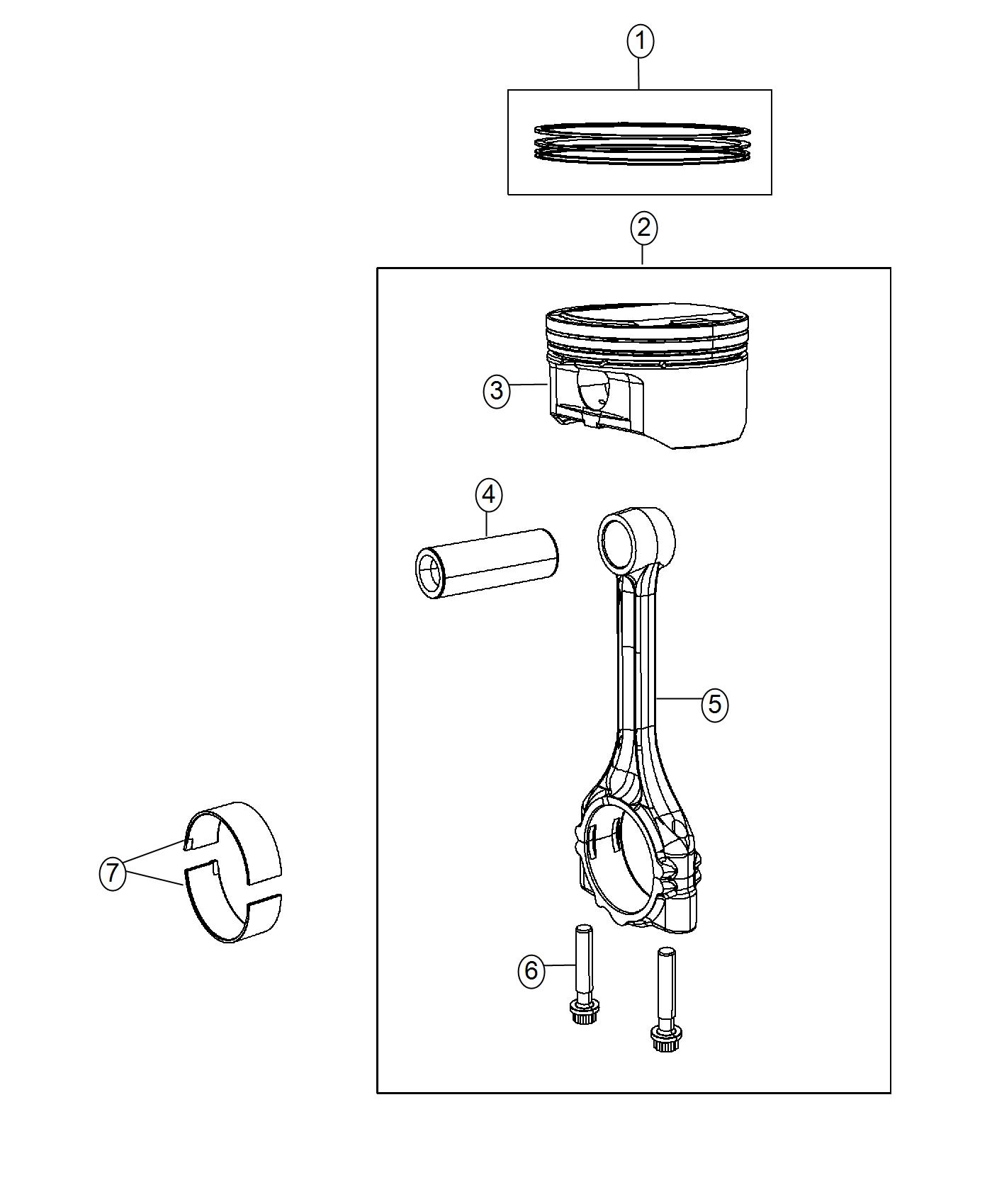 Diagram Pistons, Piston Rings, Connecting Rods And Connecting Rod Bearings 6.2L [6.2L SUPERCHARGED HEMI V8 SRT ENGINE]. for your 2004 Chrysler 300  M 