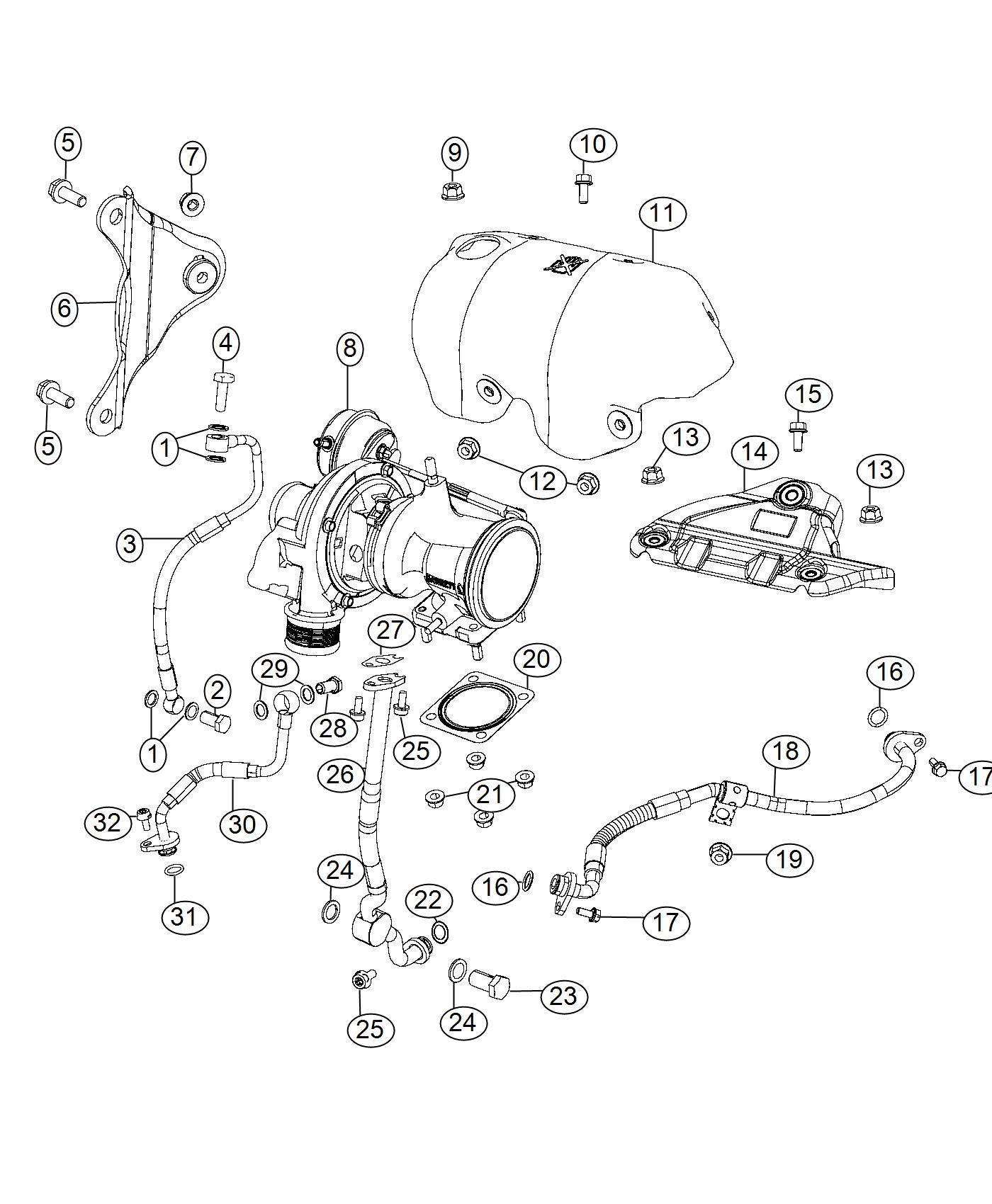 Diagram Turbocharger And Oil Hoses/Tubes 1.4L Turbo. for your Jeep