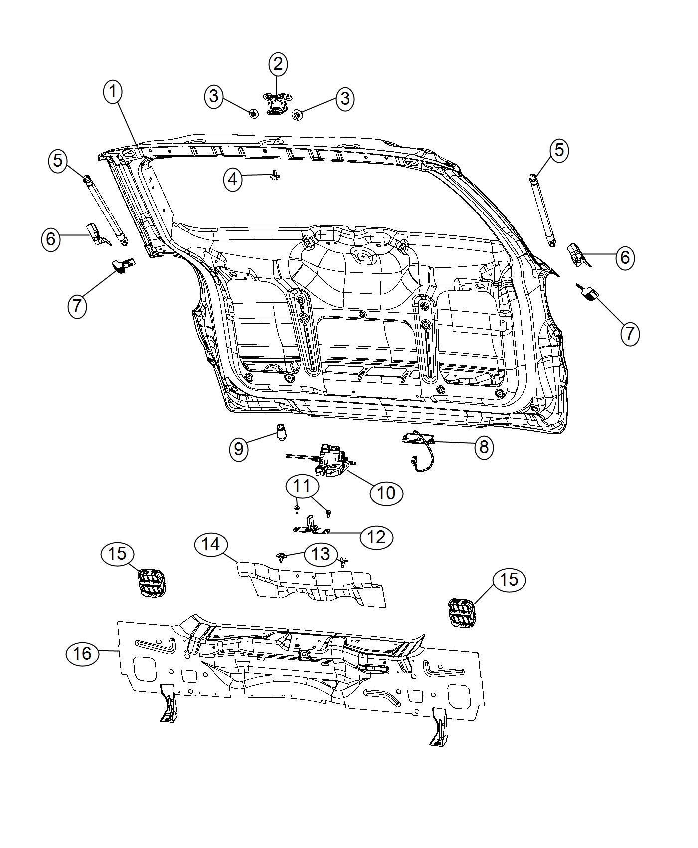 Diagram Liftgate and Related Parts. for your Fiat 500L  