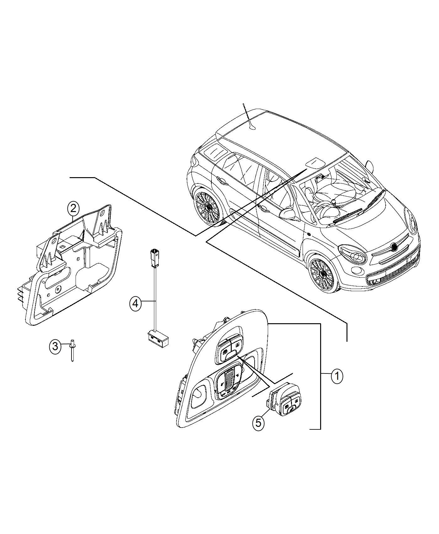 Diagram Switch, Microphone, Sunroof and Overhead Lamp. for your Fiat 500L  