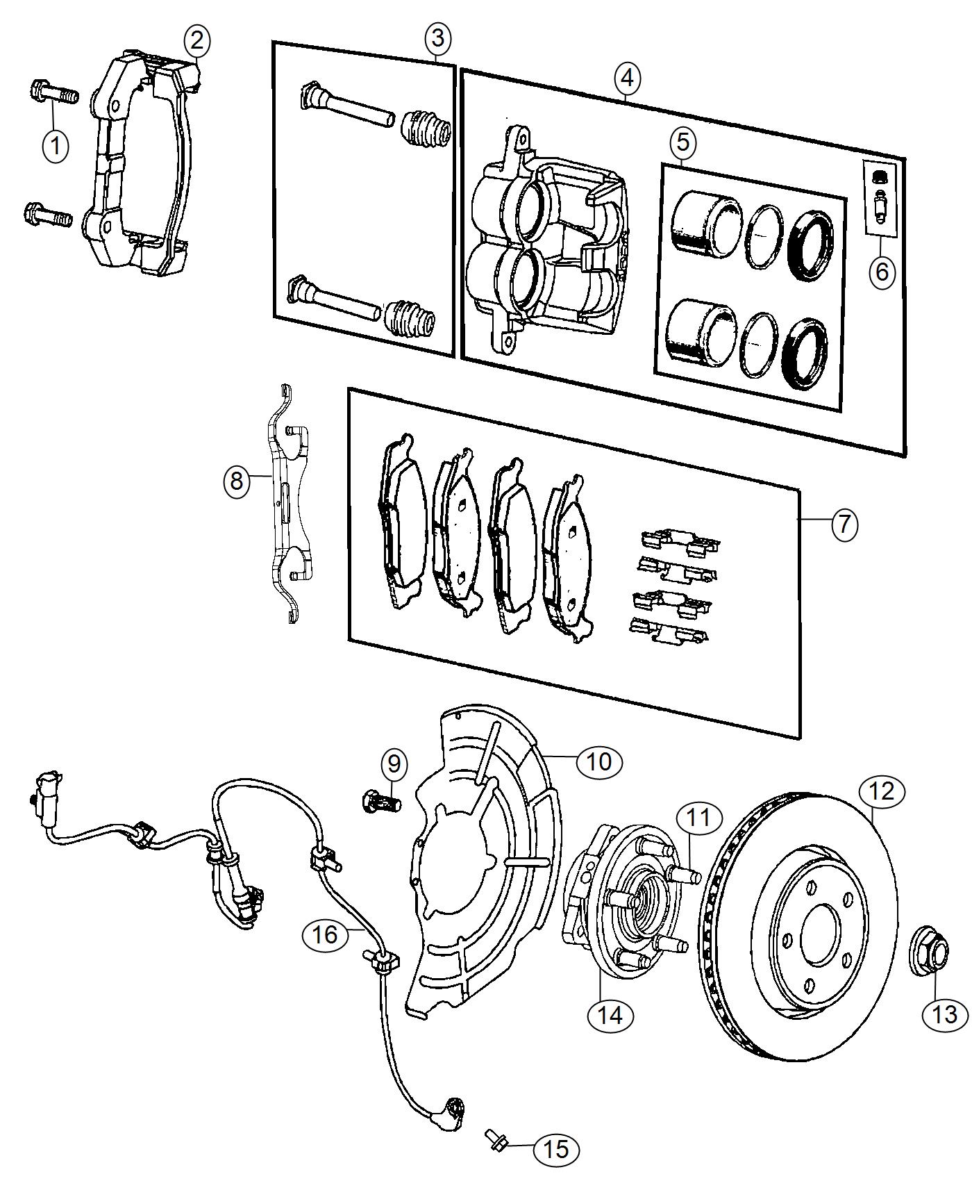 Diagram Brakes, Front. for your 2000 Jeep Grand Cherokee   