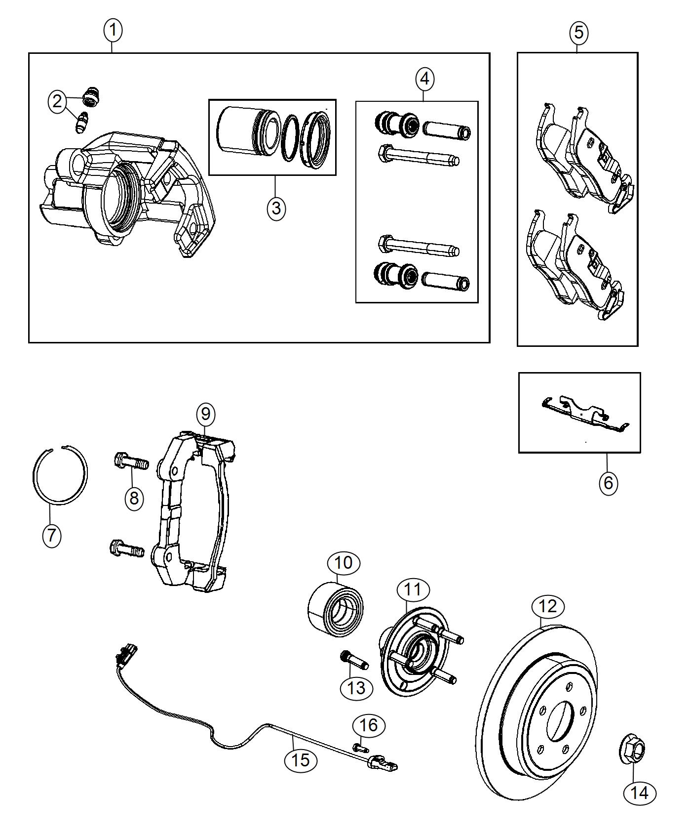 Brakes, Rear Disc. Diagram