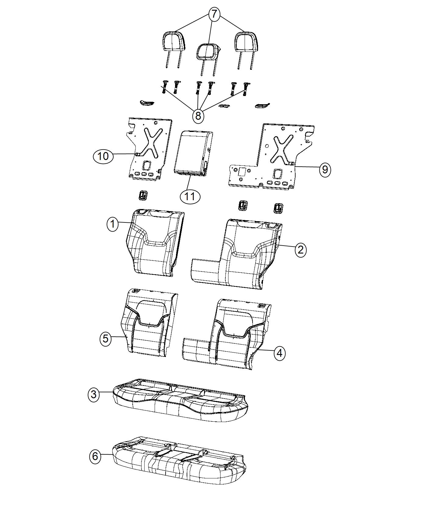 Diagram Rear Seat - Split - Trim Code [Diesel Gray/Citrus]. for your 2000 Chrysler 300  M 