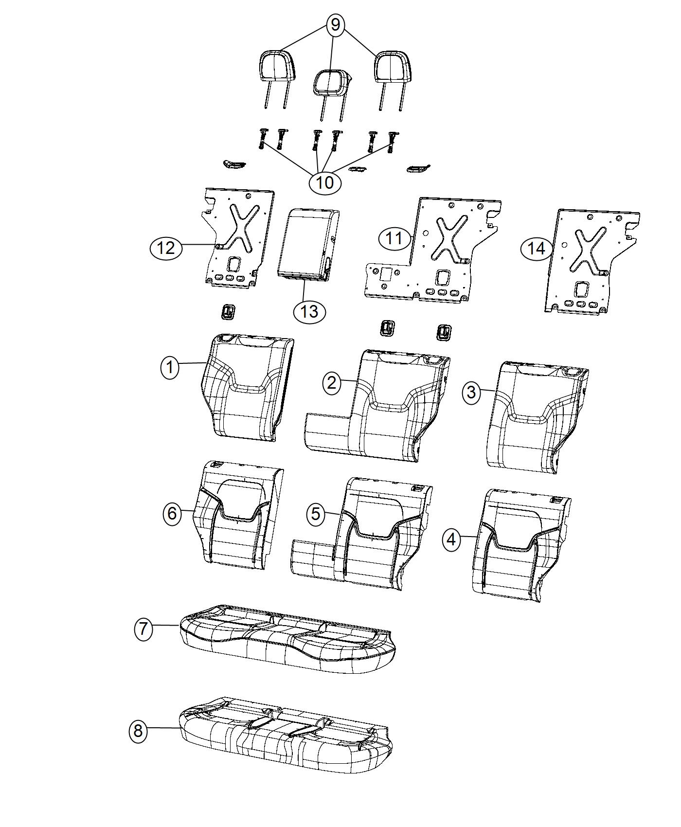 Diagram Rear Seat - Split - Trim Code [-A7]. for your 2000 Chrysler 300  M 