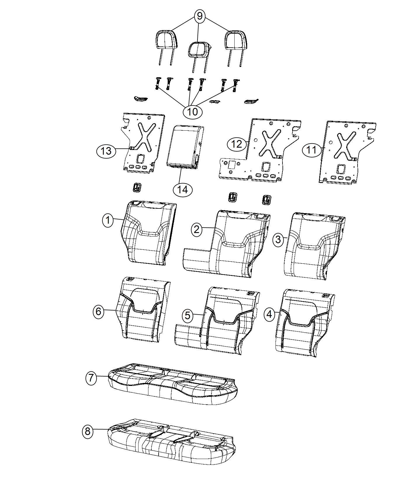 Diagram Rear Seat - Split - Trim Code [-TL]. for your 2000 Chrysler 300  M 