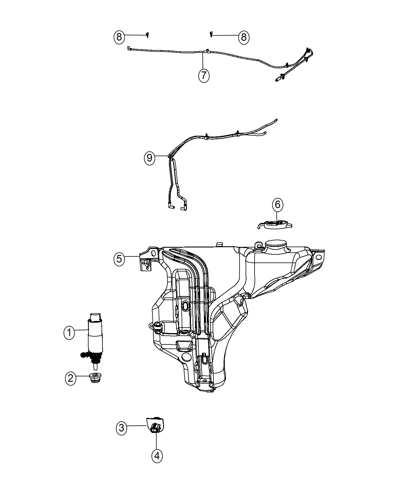 Diagram Front Washer System. for your 2005 Dodge Durango   