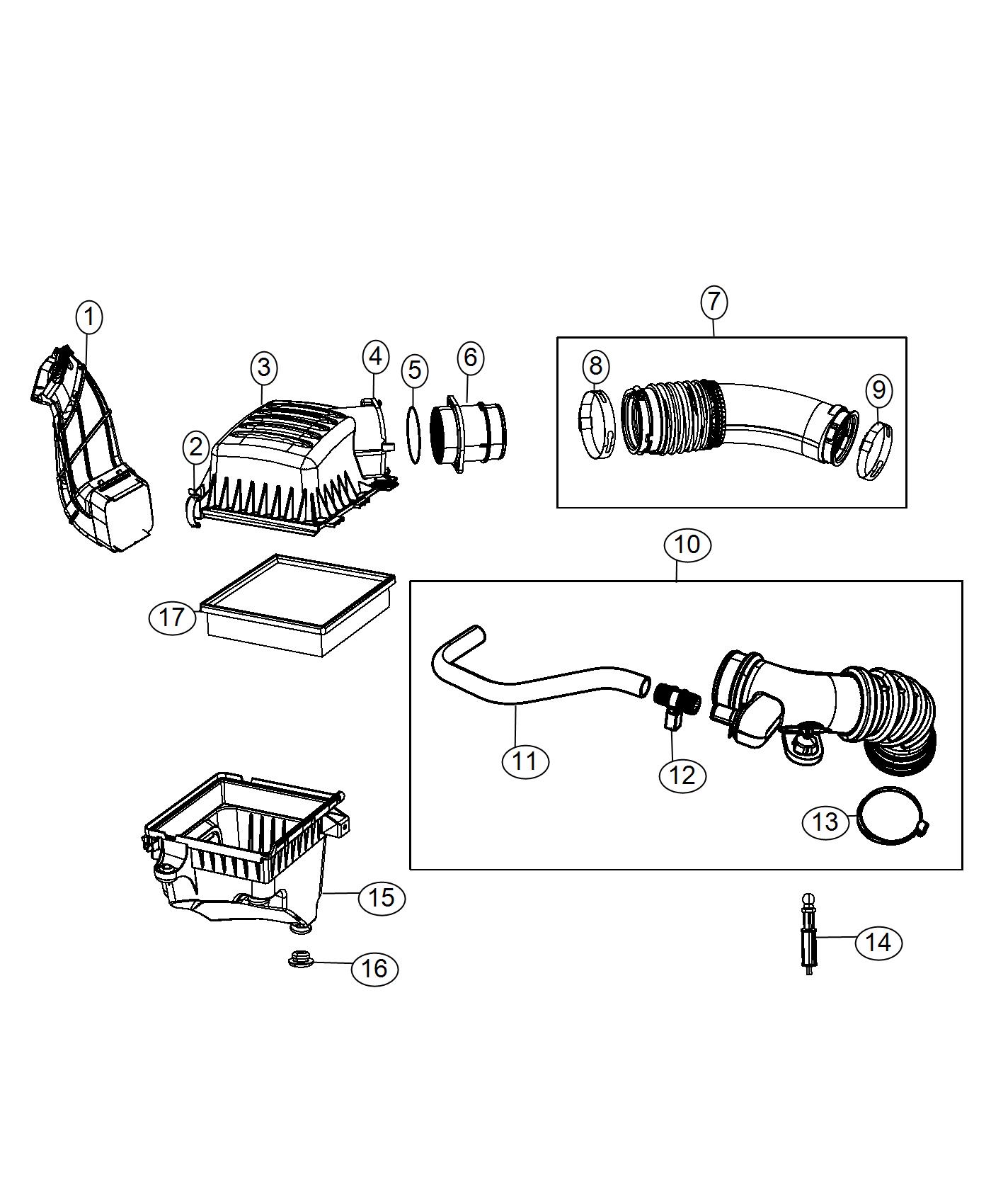 Diagram Air Cleaner 3.0L [3.0L V6 Turbo Diesel Engine], 3.0L [3.0L V6 Turbo Diesel Engine w/ESS]. for your 2024 Jeep Compass  High Altitude 