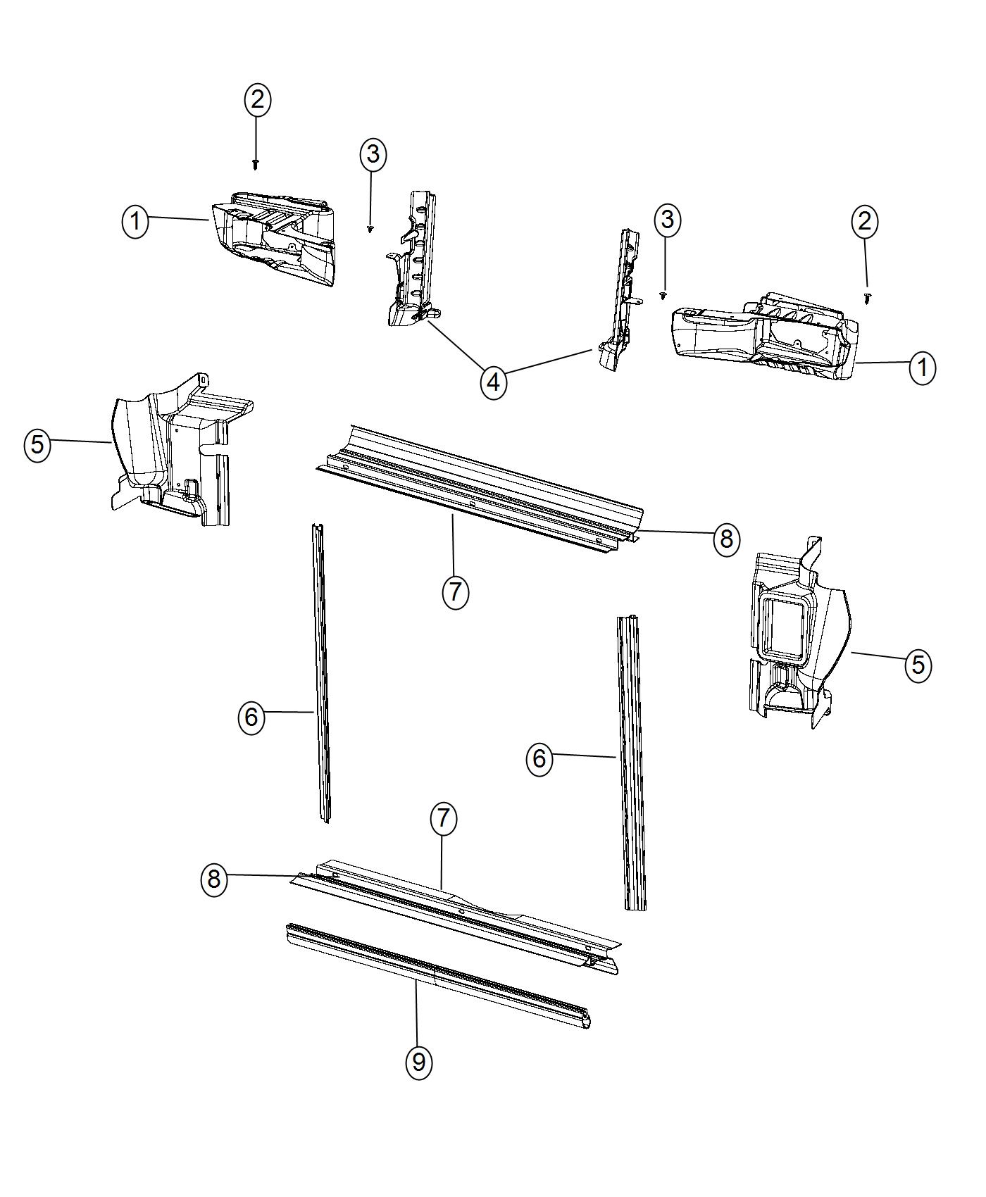 Diagram Radiator Seals, Shields, Baffles, Ducts. for your 2003 Chrysler 300  M 