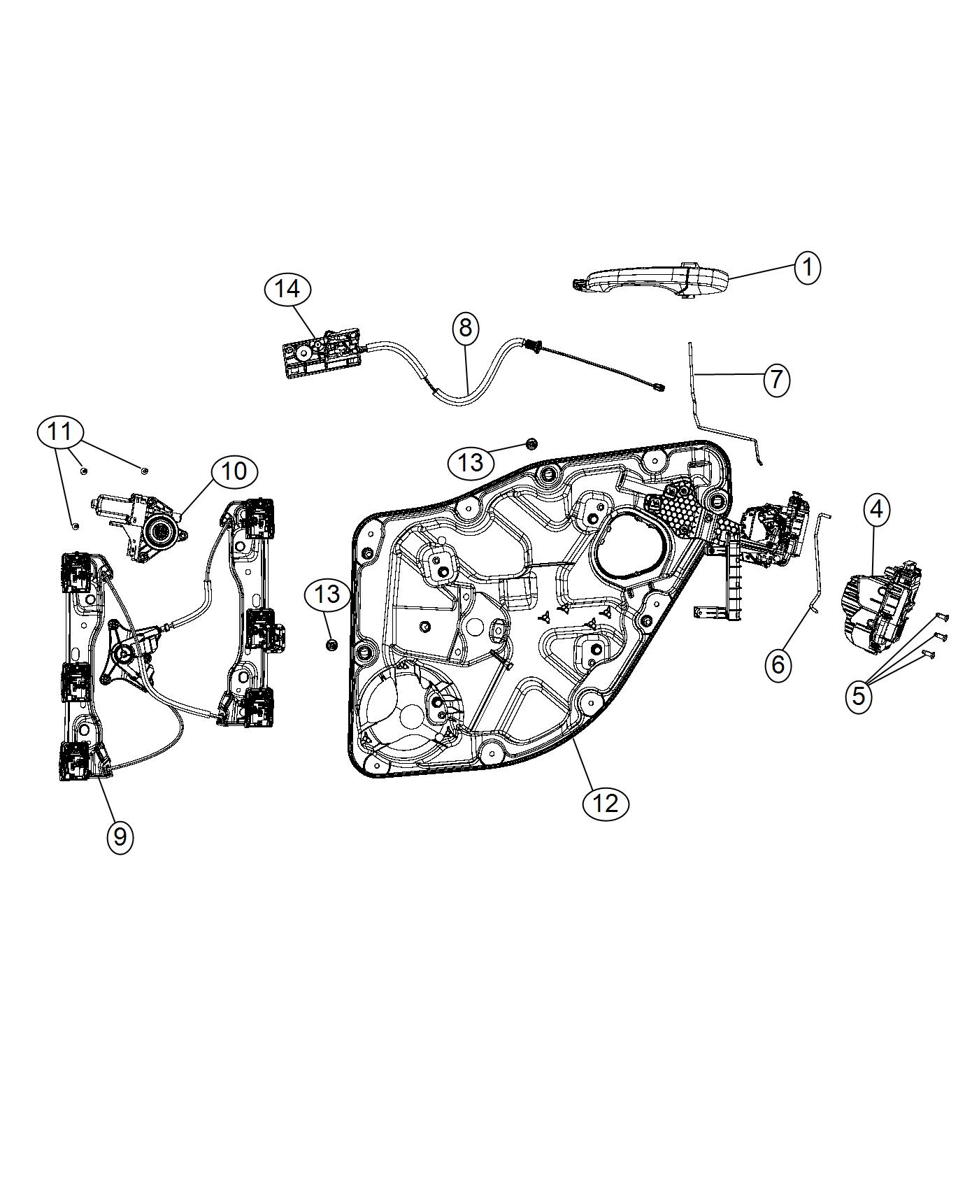 Diagram Rear Door, Hardware Components. for your 2001 Chrysler 300  M 