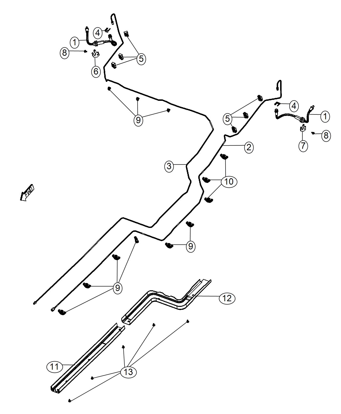 Diagram Brake Tubes and Hoses. for your 2001 Chrysler 300  M 