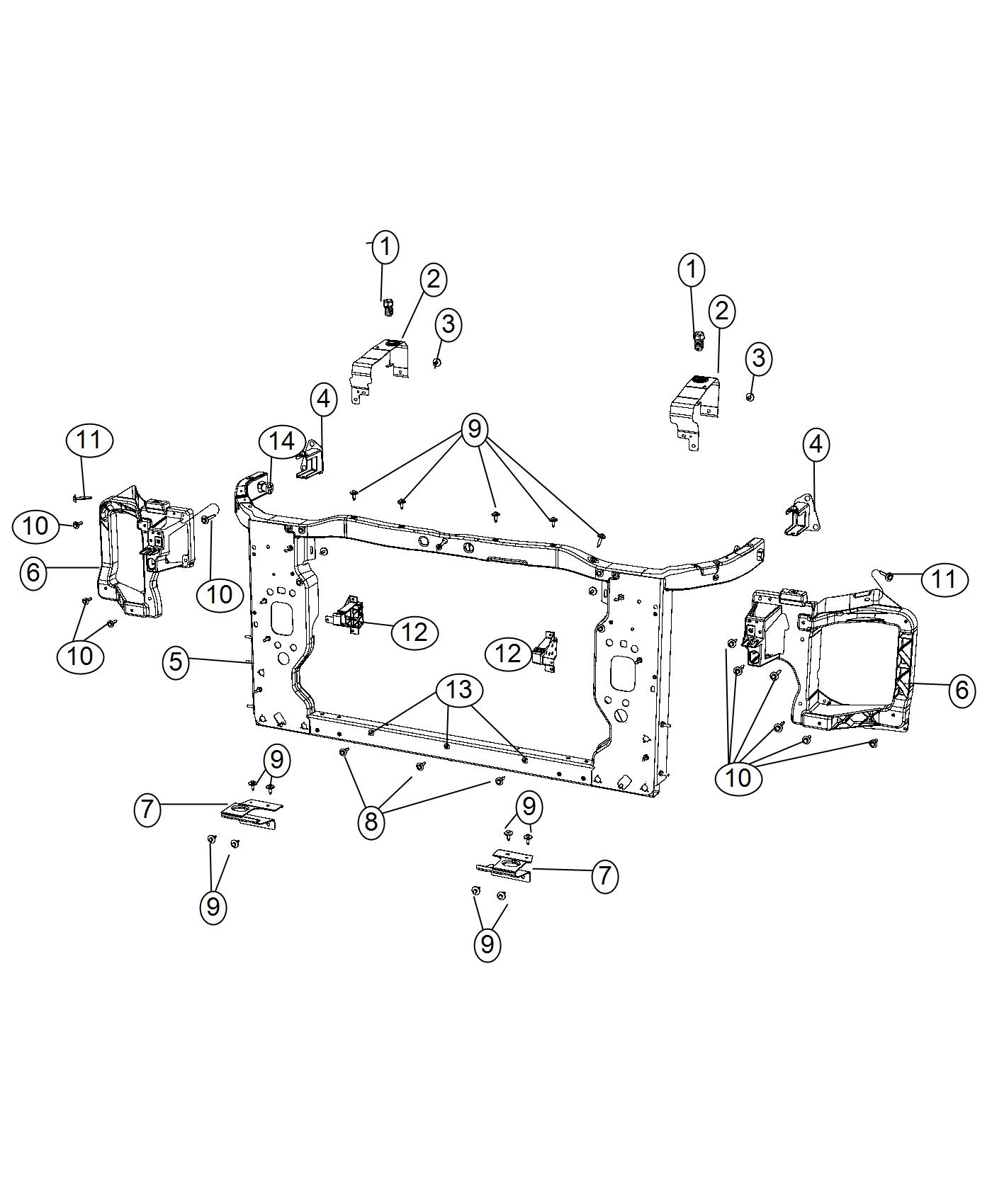 Diagram Radiator Support. for your 2018 Jeep Cherokee Sport  