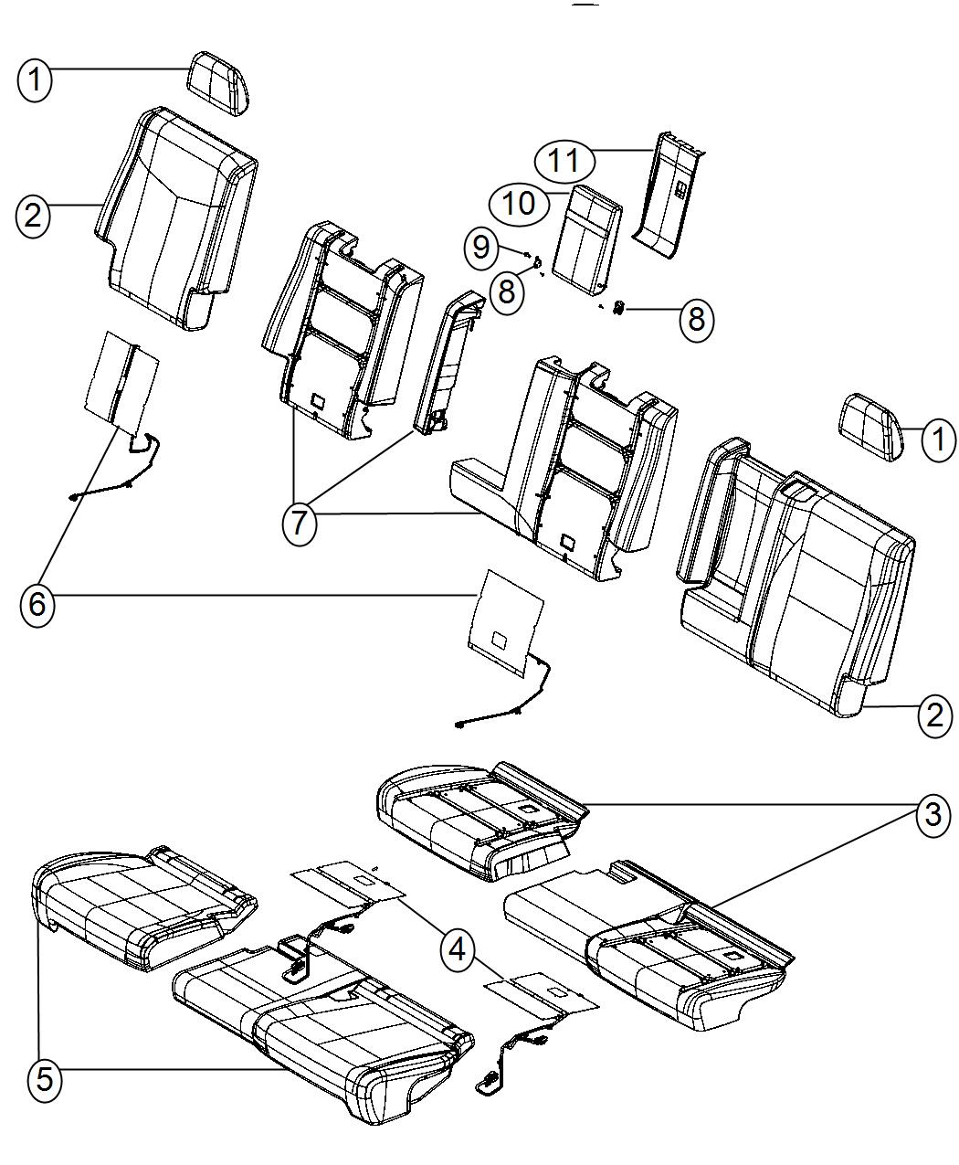 Diagram Rear Seat - Split Seat - Trim Code [VL]. for your Chrysler 300  M