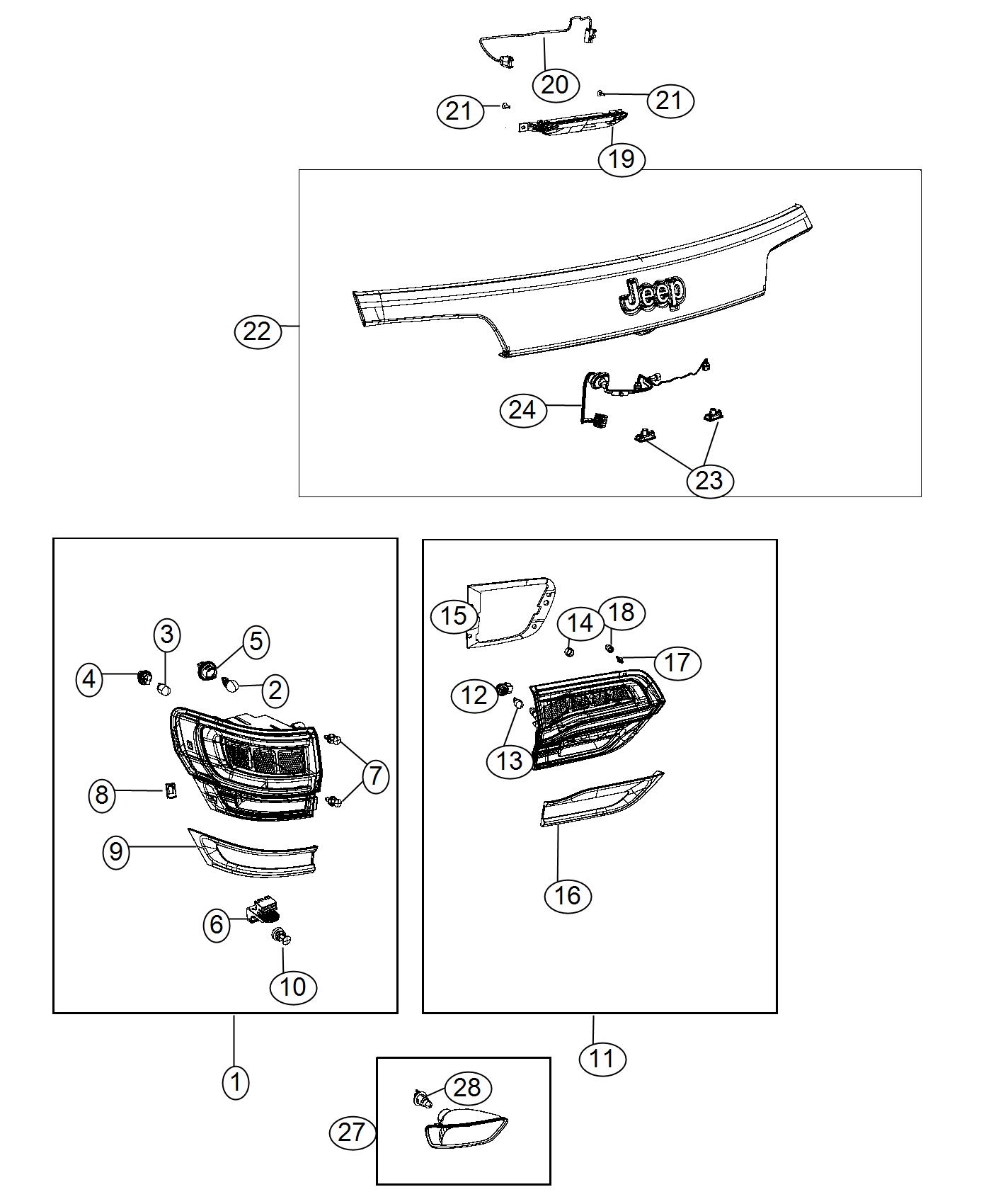 Diagram Lamps, Rear. for your Jeep