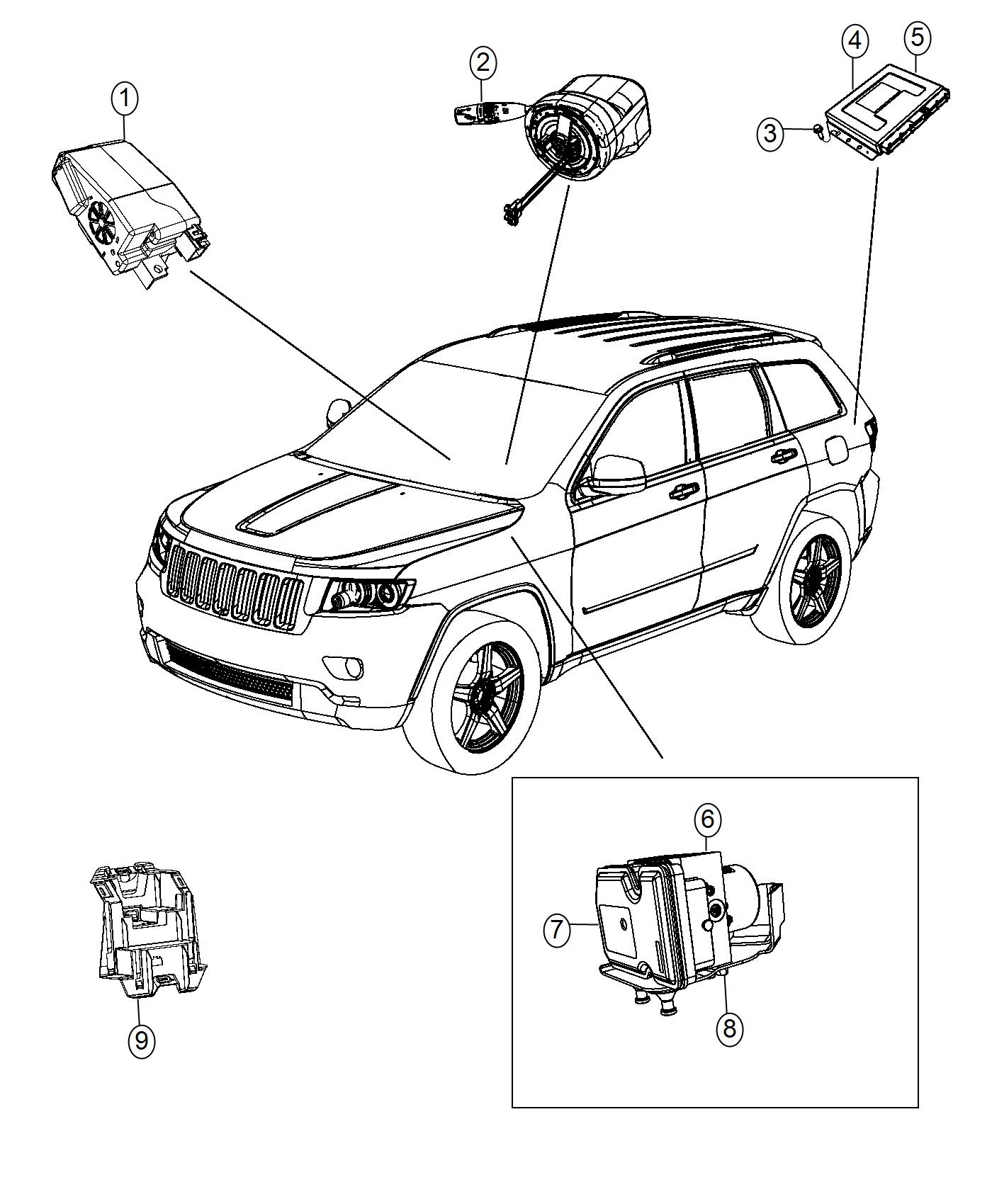 Diagram Modules, Brakes, Suspension, and Steering. for your Jeep