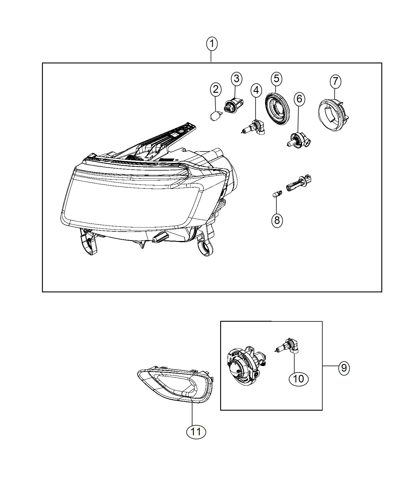 Diagram Lamps, Front. for your 2009 Jeep Wrangler   